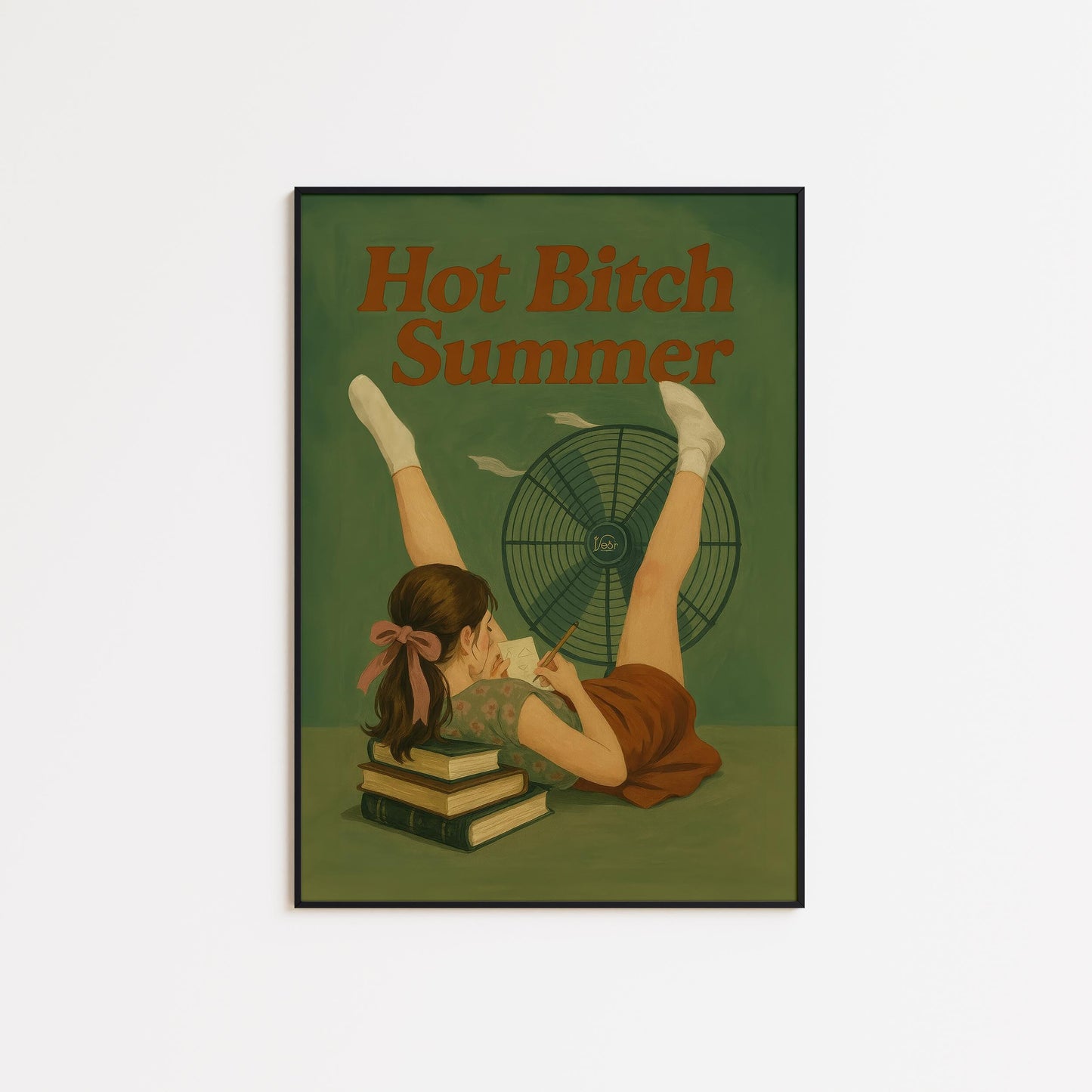Vintage Reading Poster – Feminist Wall Art | Retro Girl Poster, Summer Reading Print