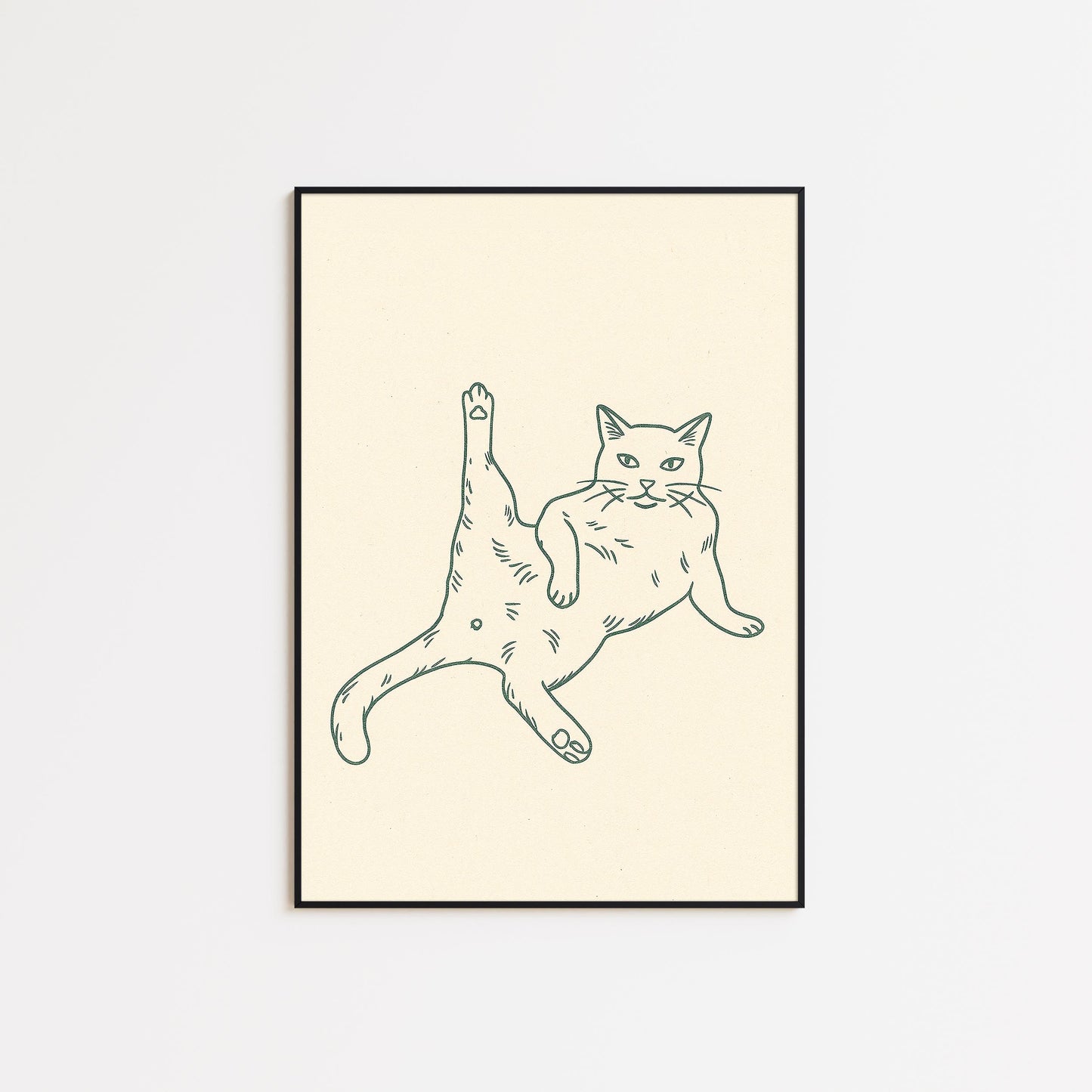 Confident Cat Poster – Minimalist Funny Line Art Print