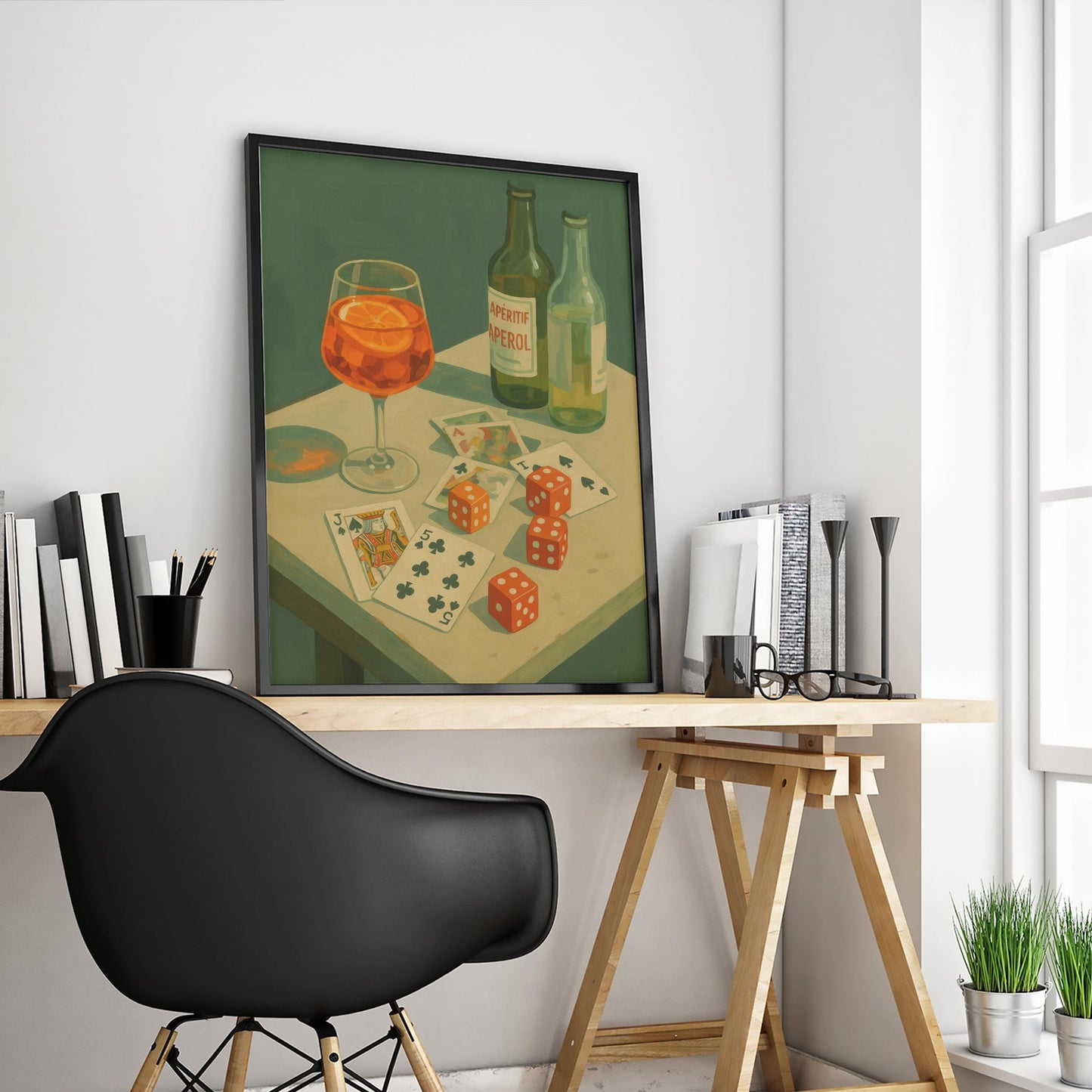 Aperol Spritz Poster – Retro Game Night Cocktail Bar Art | Stylish Wall Decor