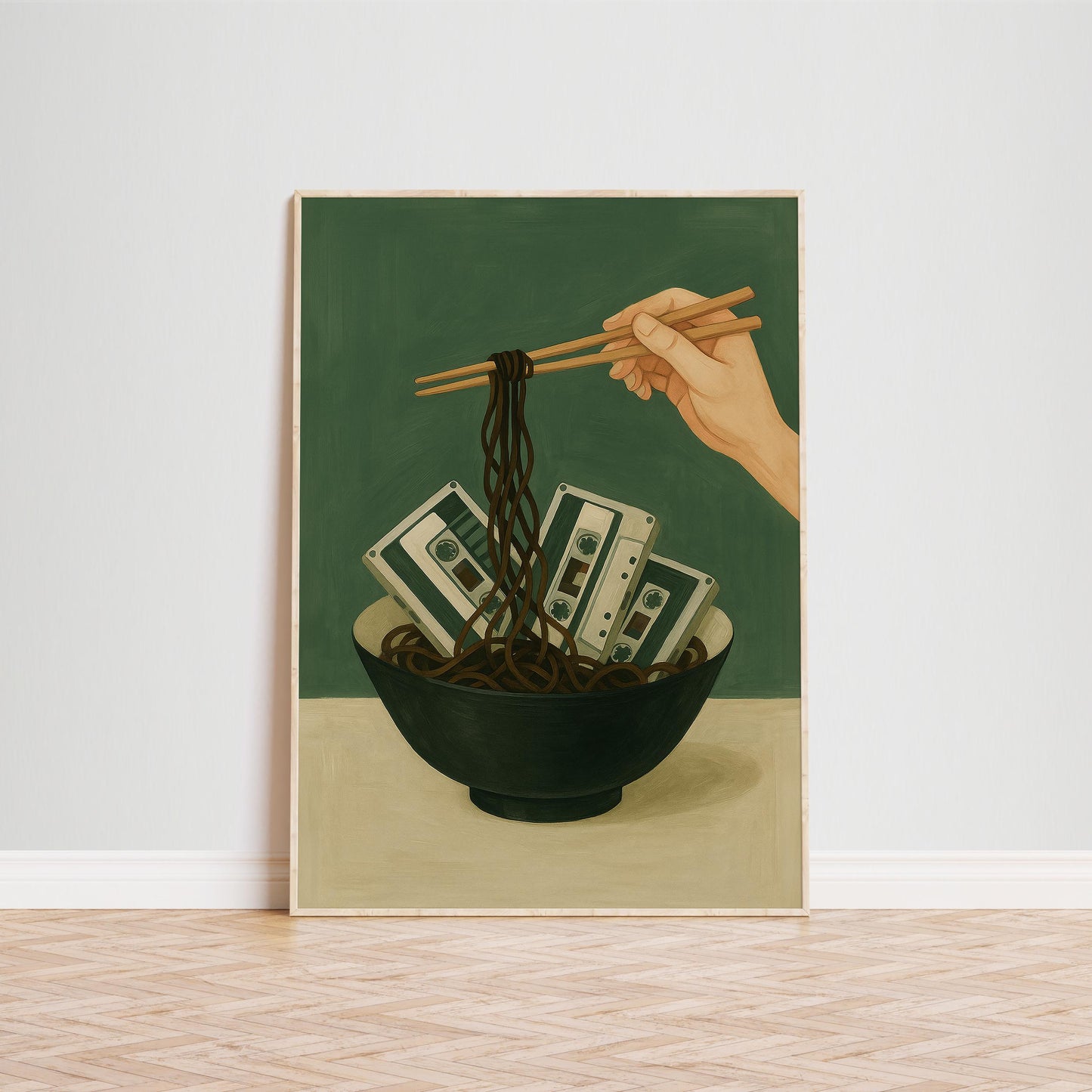 Cassette Tape Poster - Quirky Retro Wall Art Featuring Noodle Art Print