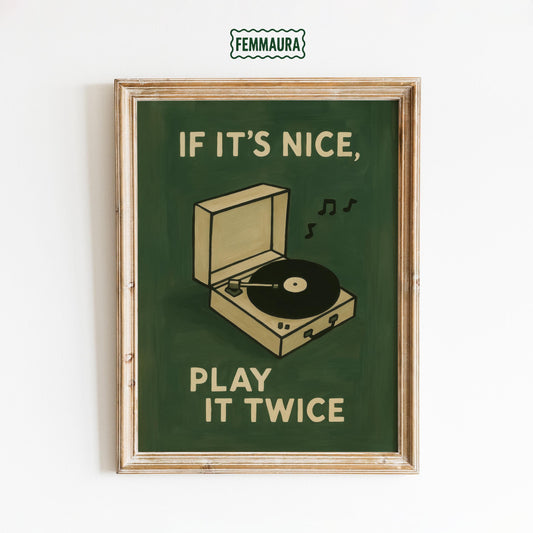 Retro Record Player Poster – Vinyl Wall Art With Bold Typography & Nostalgic Music Quote