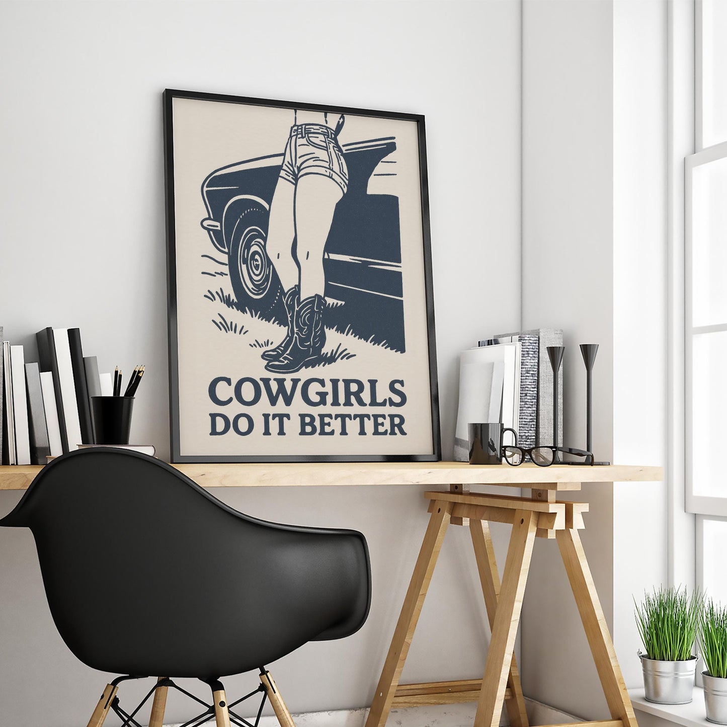 Cowgirls Do It Better – Retro Western Girl Poster Print