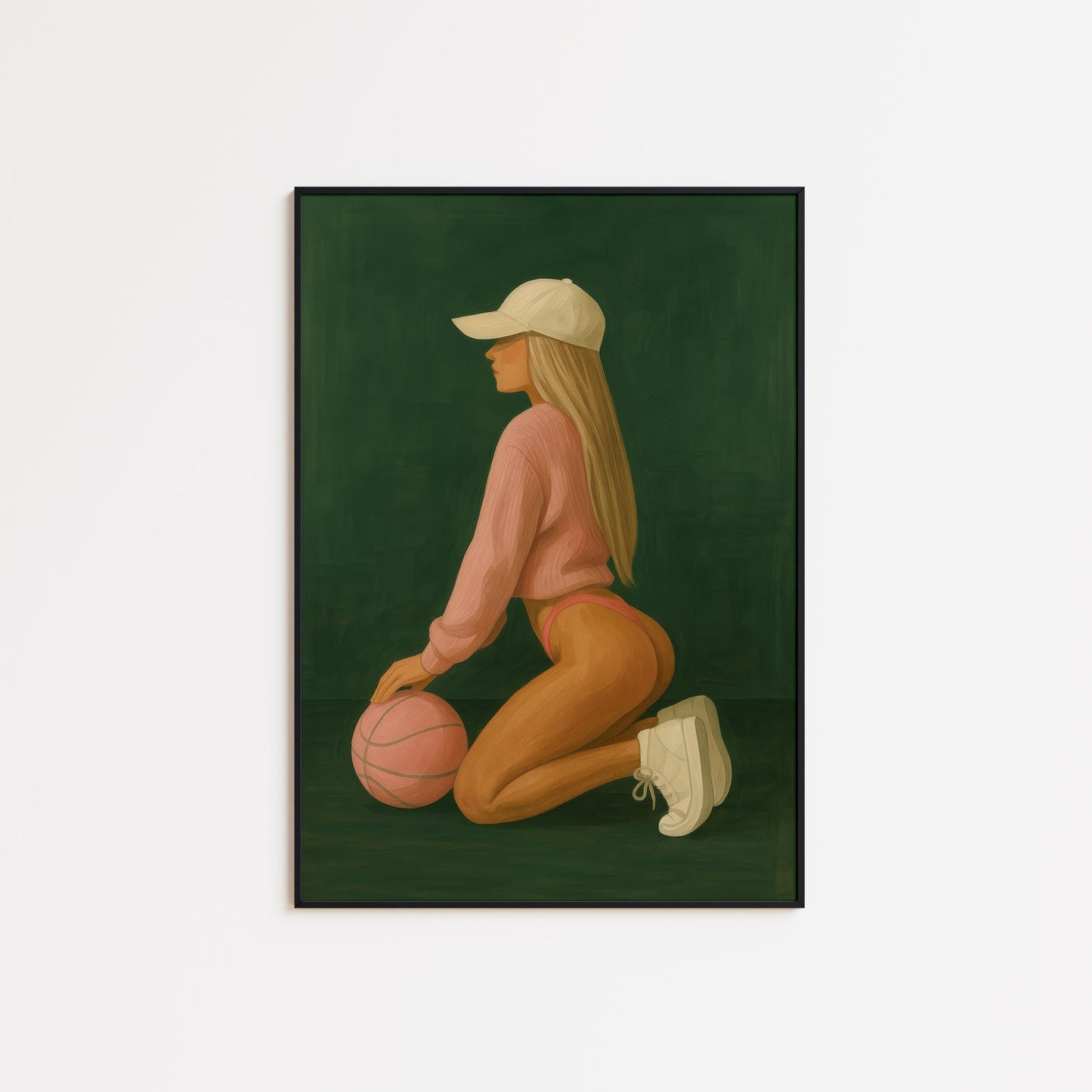 Feminine Basketball Art – Modern Sport Wall Decor | Athletic Girl Print