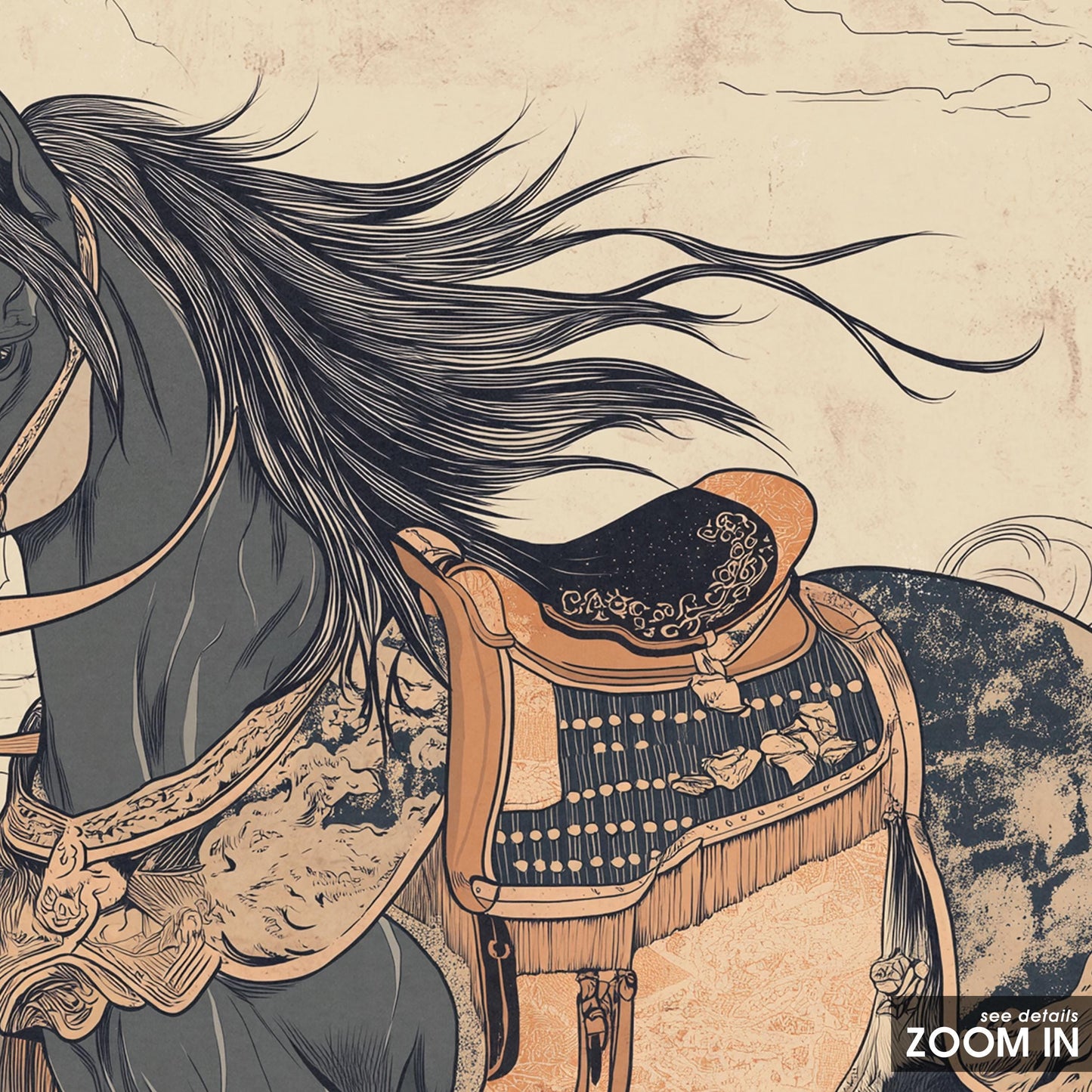 Samurai Horse Poster – Wind Spirit Warhorse Art Print