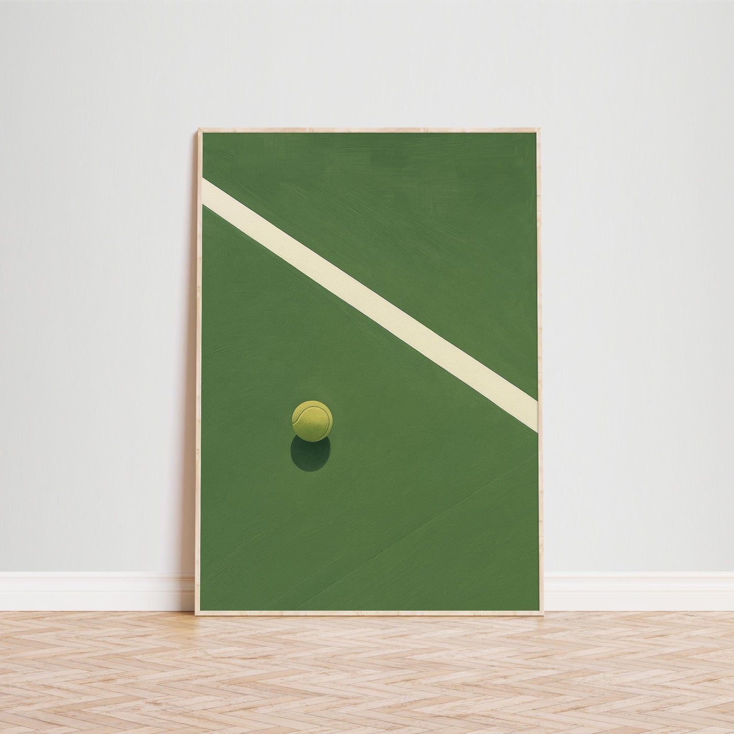 Tennis Court Poster – Minimalist Sports Art Print | Green Gouache Style Wall Decor