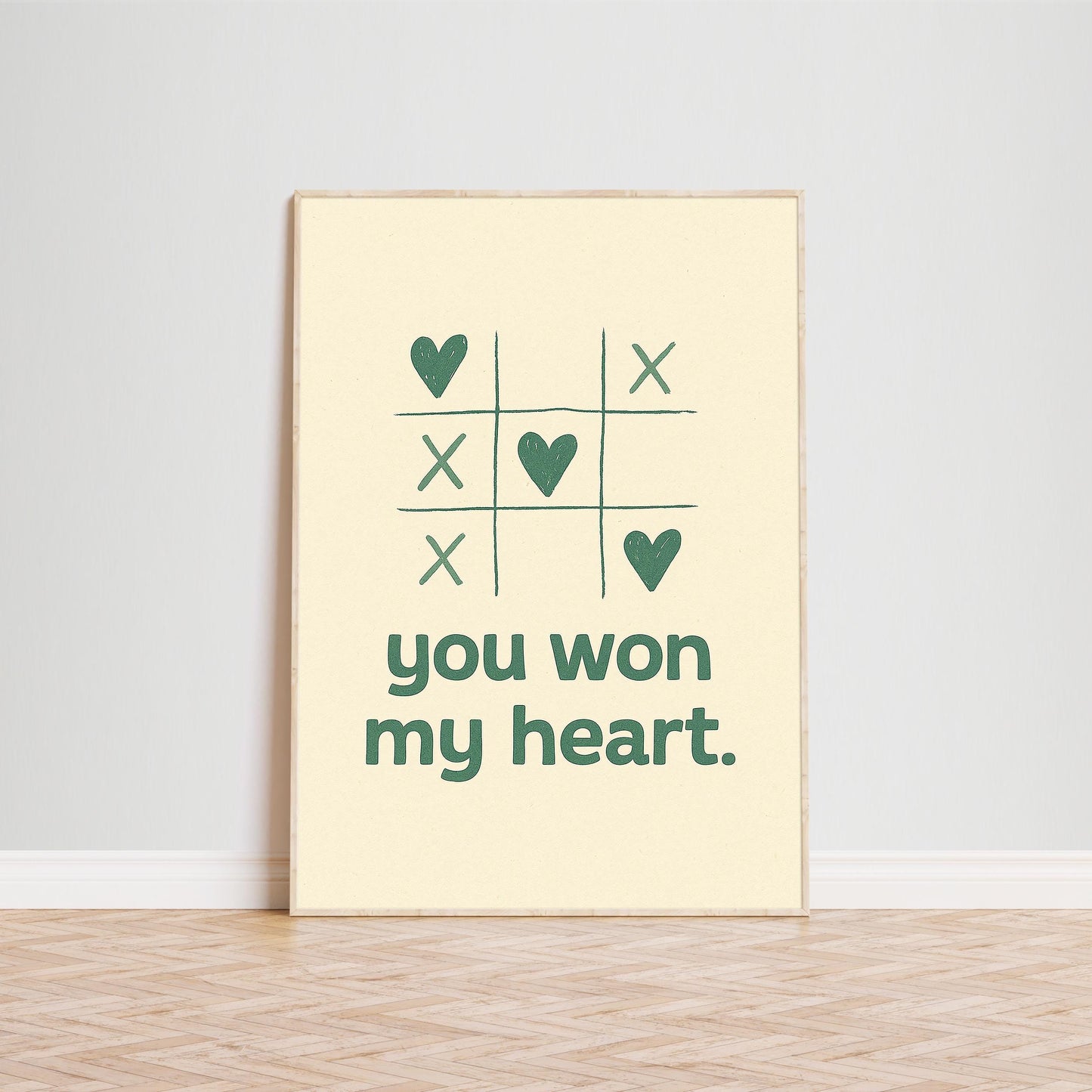 You Won My Heart Poster – Minimalist Love Print, Romantic Quote Wall Art