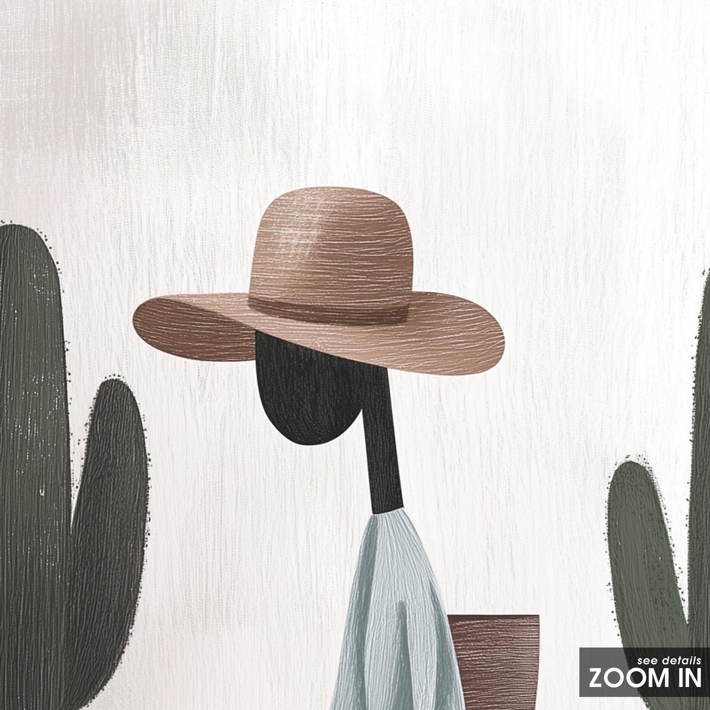 Minimal Woman with Cactus Poster – Western Boho Art Print
