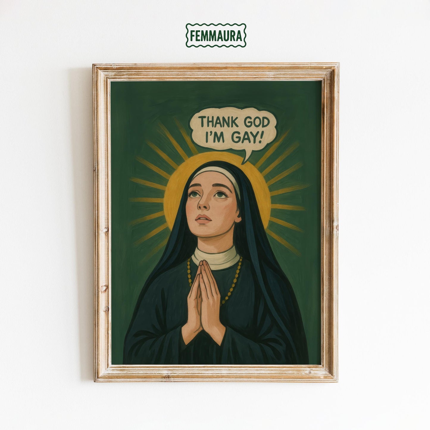 Gay Pride Wall Art – Funny Nun Print With Queer Wall Decor & Inclusive Message