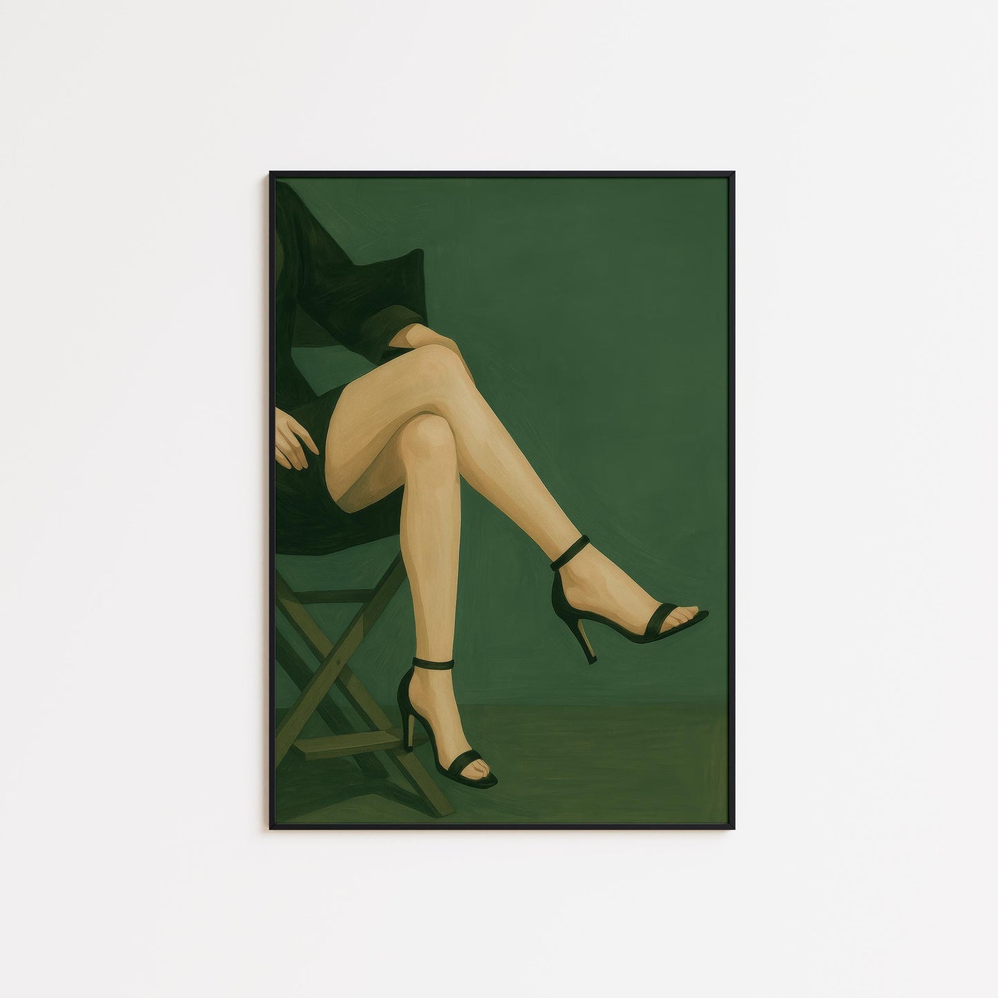 Feminine Minimalist Wall Art – Crossed Legs Poster in Green Fashion Print