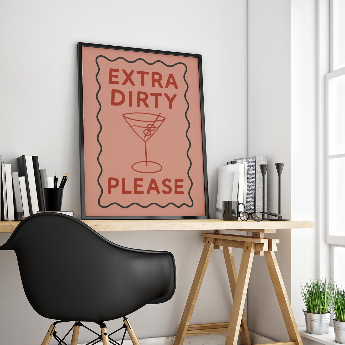Sassy Cocktail Wall Art – Extra Dirty Martini Lover Poster With Bold Quote