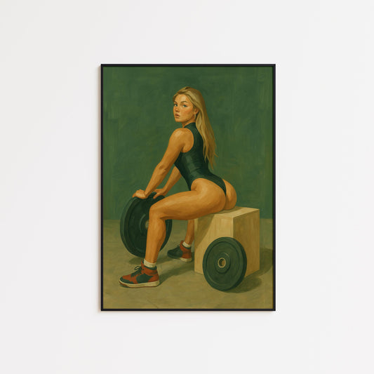 Retro Fitness Poster – Strong Woman Art | Bold Vintage Workout Print