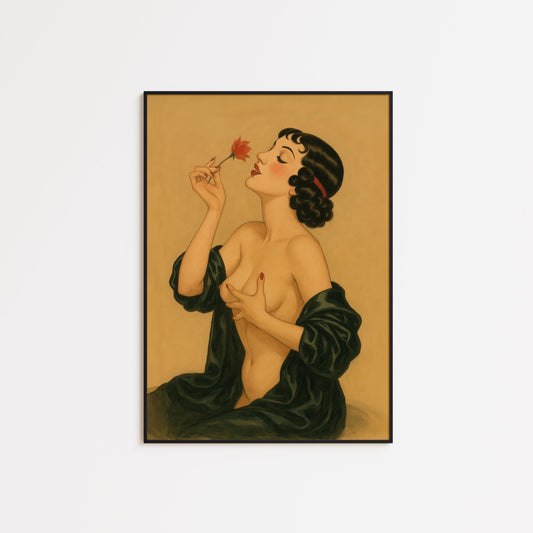 Vintage Nude Poster – Sensual Woman Print | Romantic Pinup Art & Retro Erotic Artwork