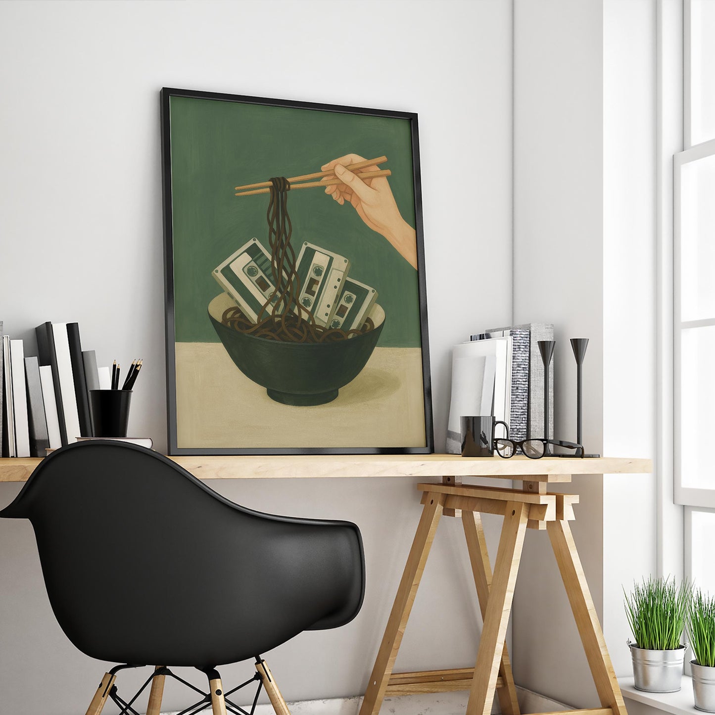 Cassette Tape Poster - Quirky Retro Wall Art Featuring Noodle Art Print