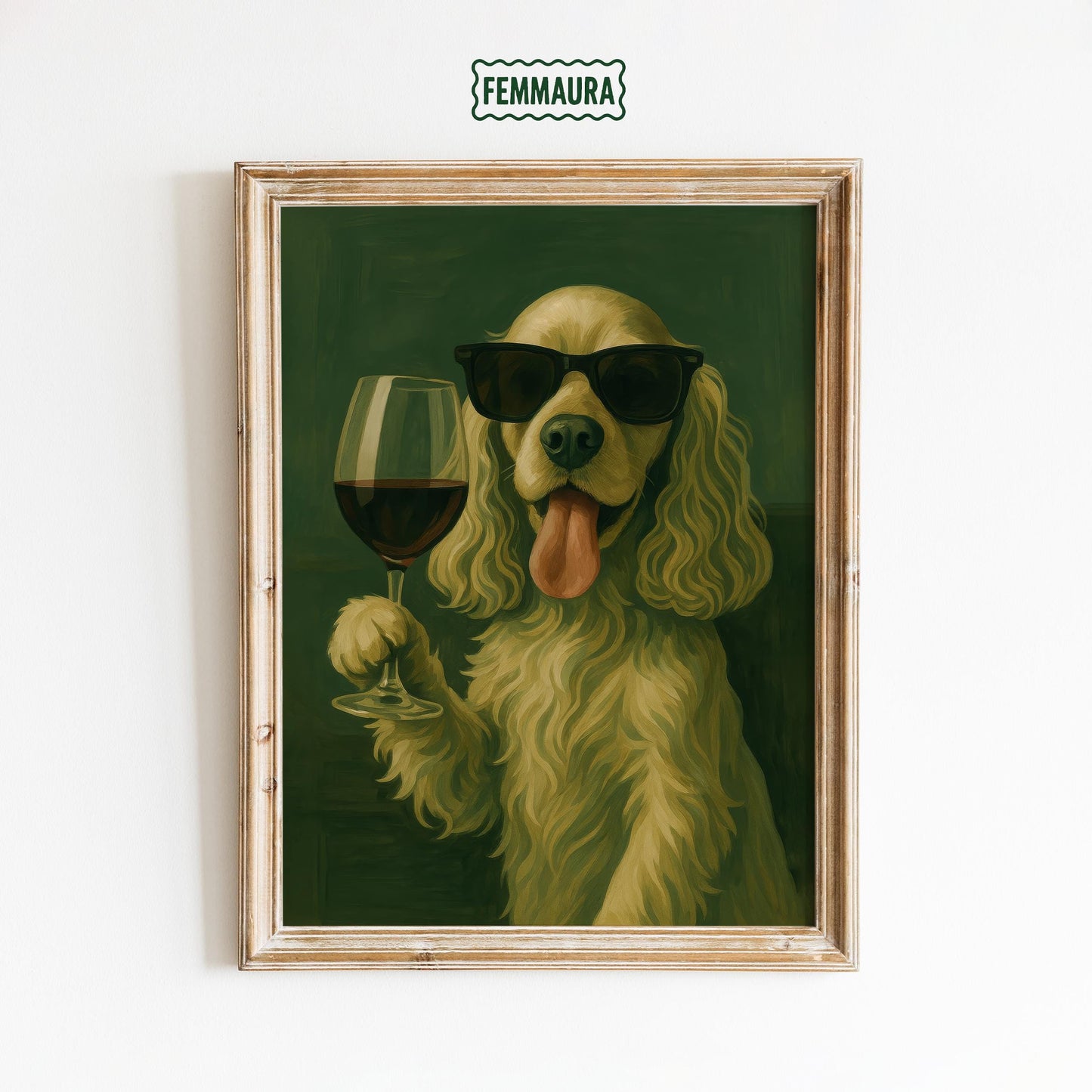 Funny Dog Wall Art – Playful Dog Poster With Wine Glass | Cozy Home Decor