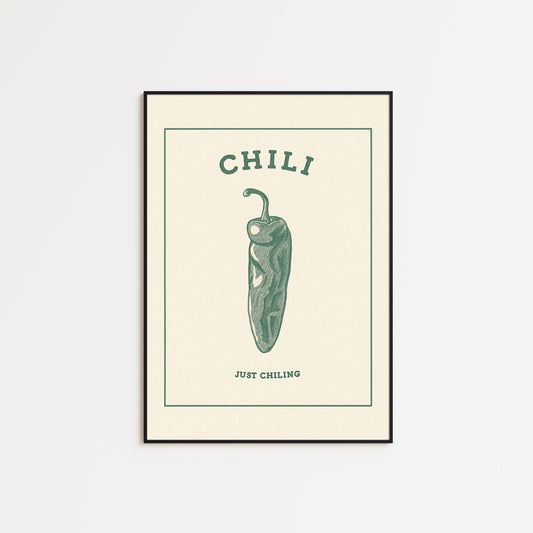 Chili Poster – Funny Minimal Kitchen Wall Art Print