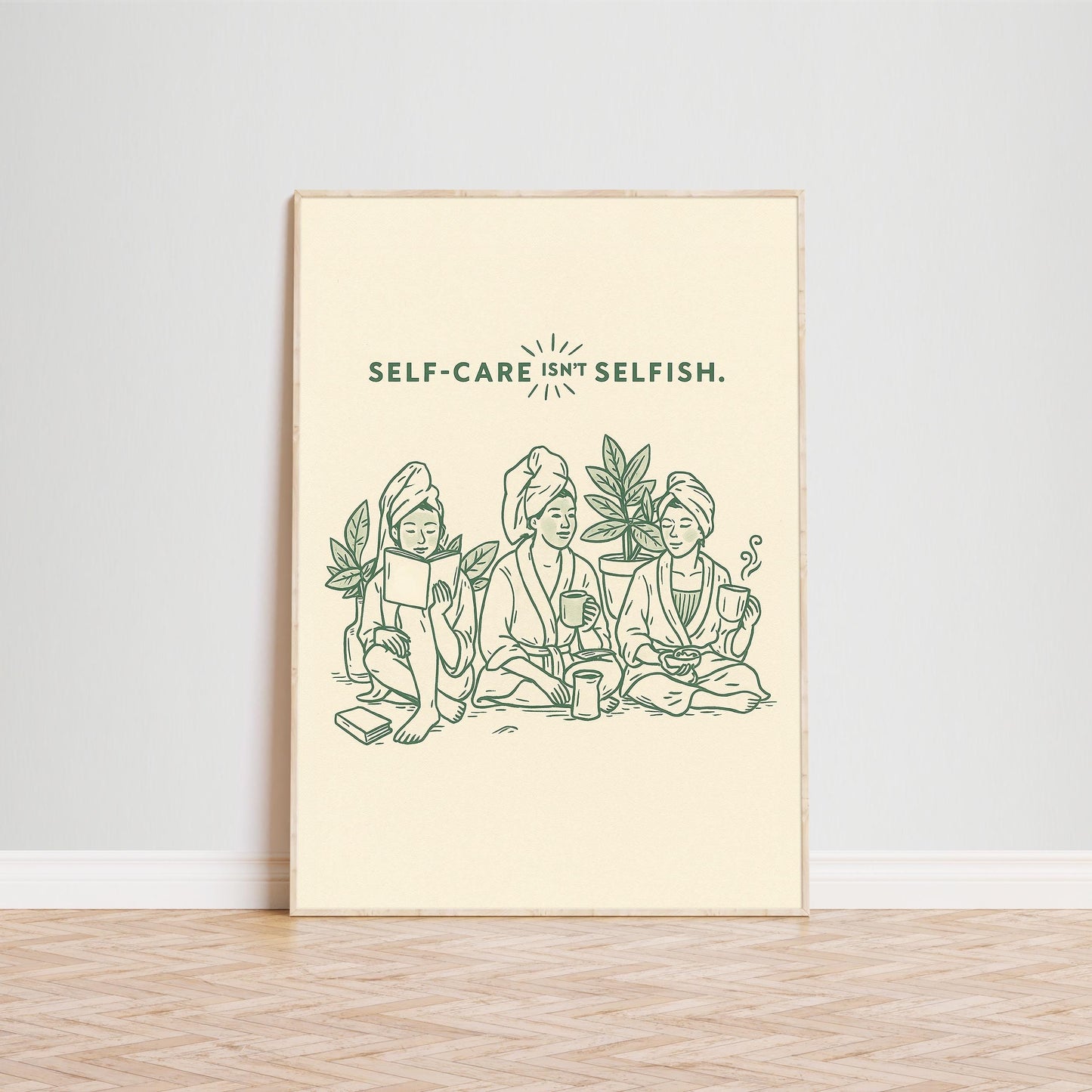 Self Care Poster – Mindful Line Art Print | Feminine Wellness Wall Art Decor
