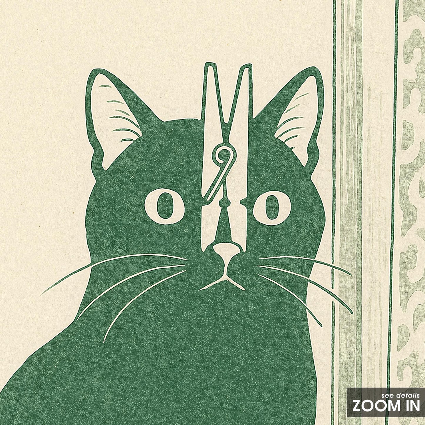 Cat with Peg – Minimalist Funny Wall Art