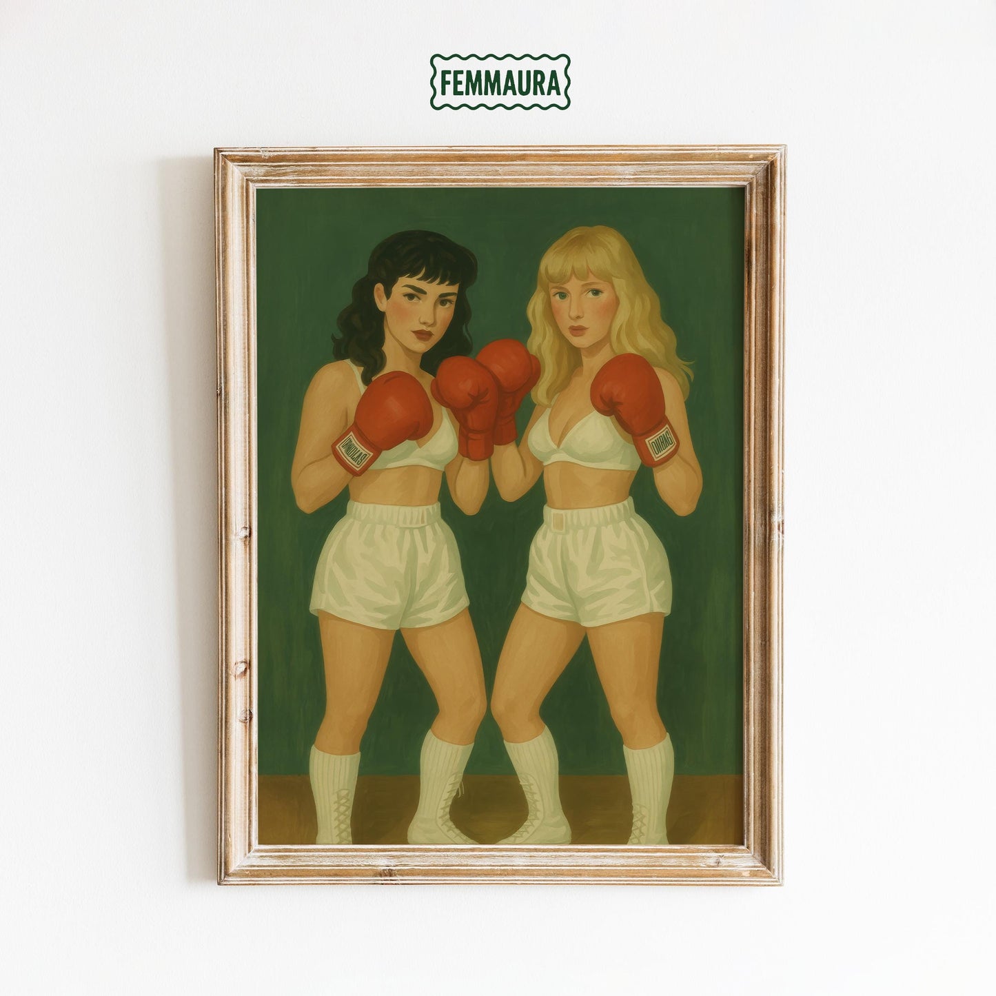 Feminist Queer Art Print – Vintage Boxing Poster With Sapphic Strength
