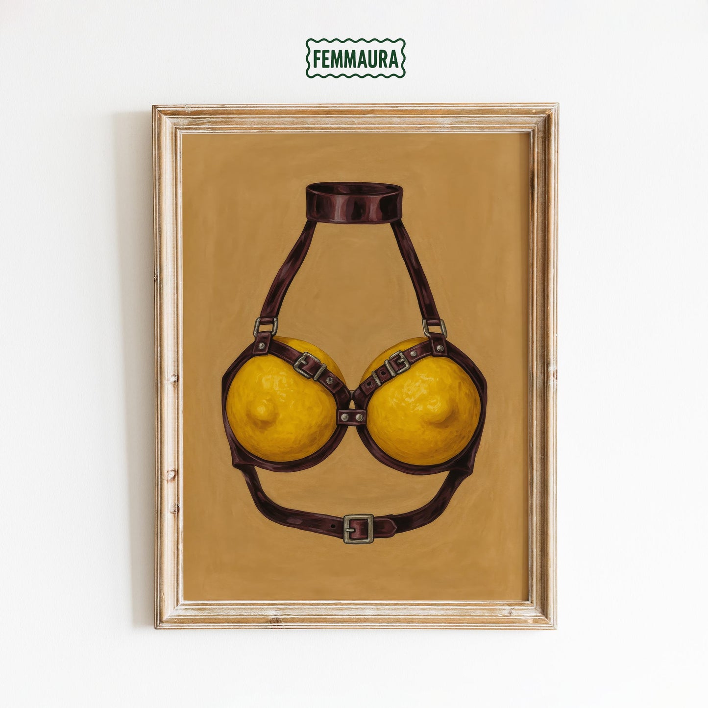 Lemon Bra Harness – Erotic Pop Art Print | Bold, Playful Wall Decor