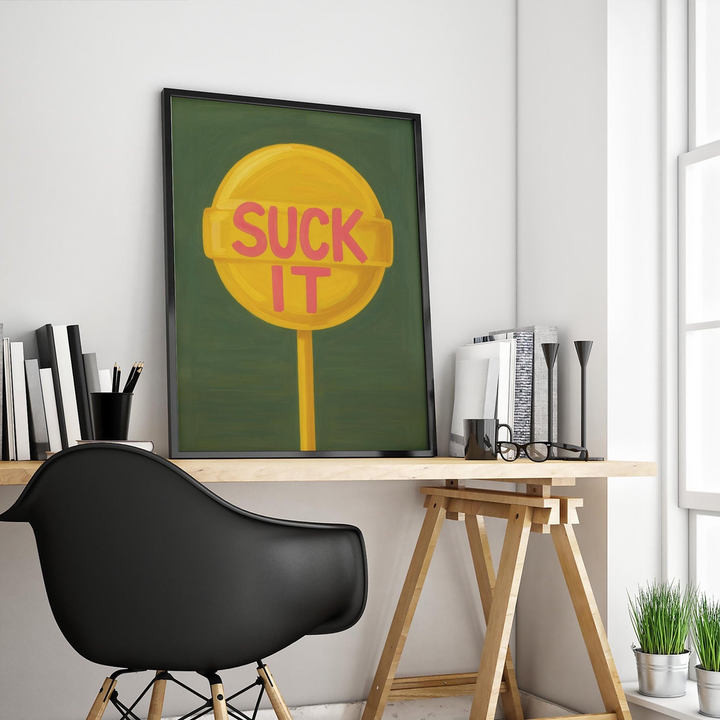 Retro Pop Art Poster – Bold Lollipop Wall Print With Cheeky Text
