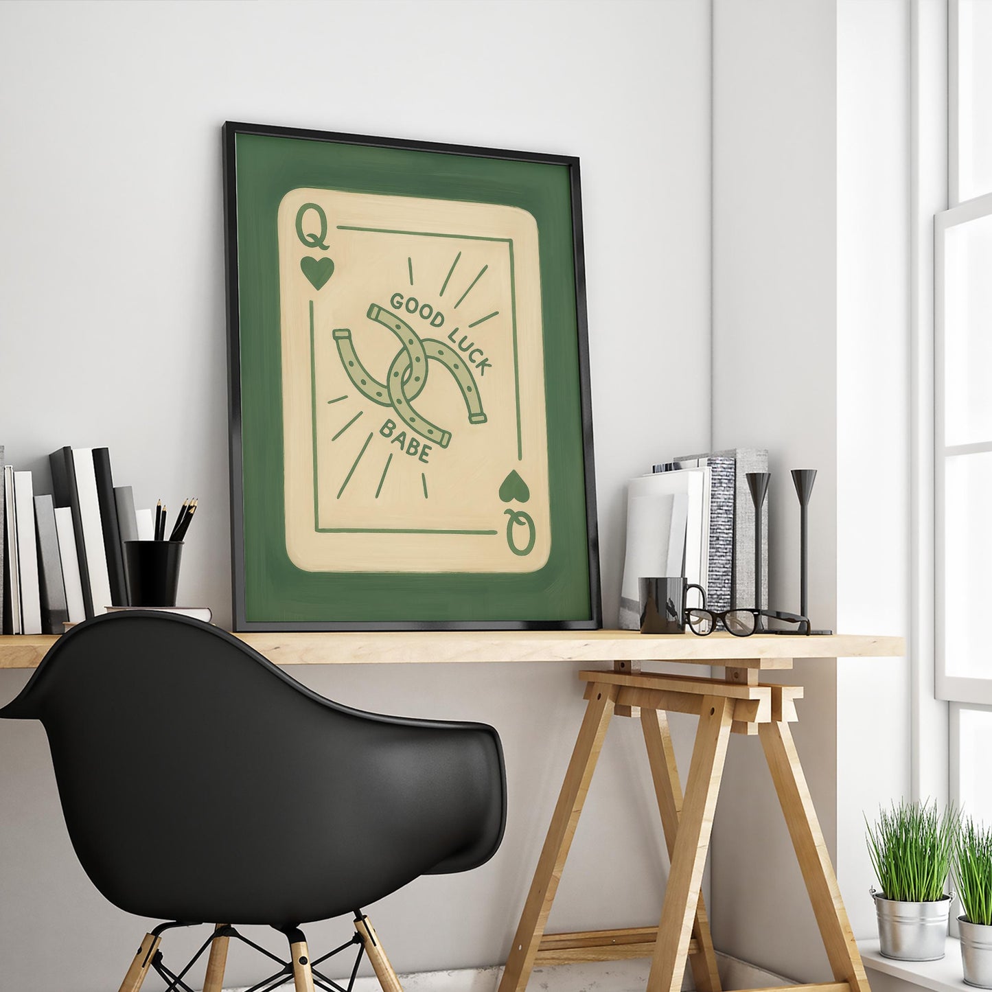 Retro Queen Poster – Vintage Casino Art | Lucky Charm Wall Art Print