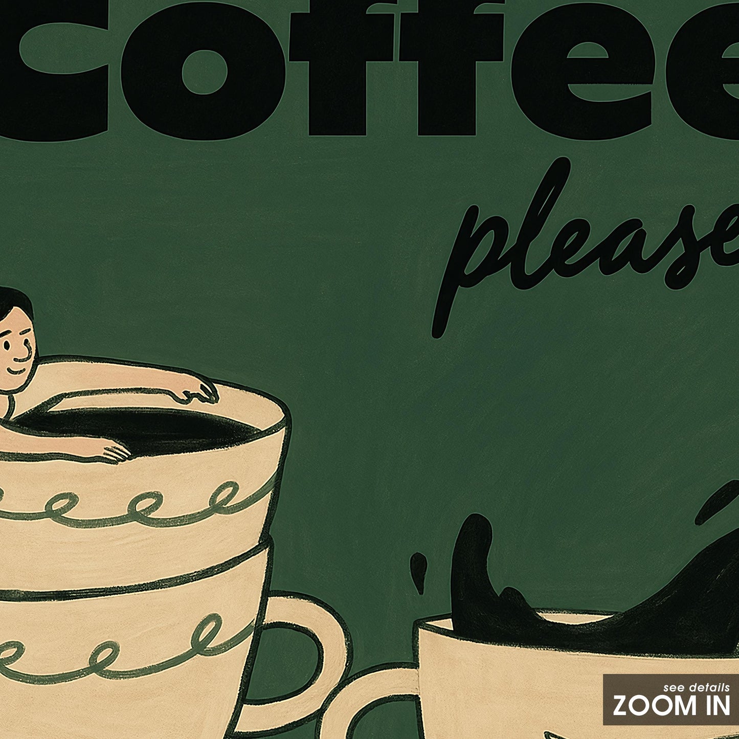 Coffee Please Poster – Minimalist Cafe Art | Playful Kitchen Print on Matte Fine Art Paper