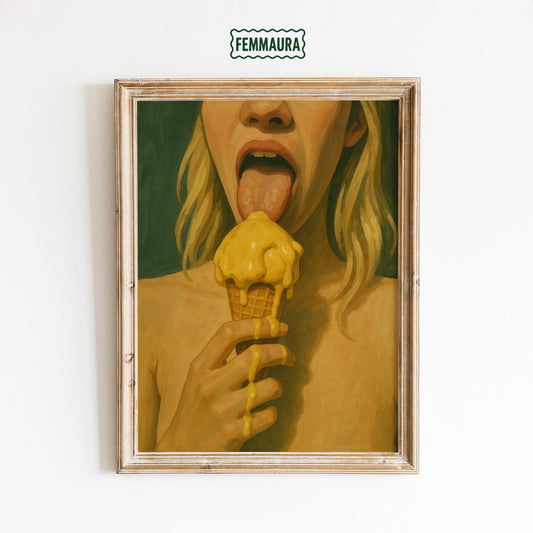 Melting Ice Cream Poster – Bold Retro Pop Art Print | Sensual Wall Decor