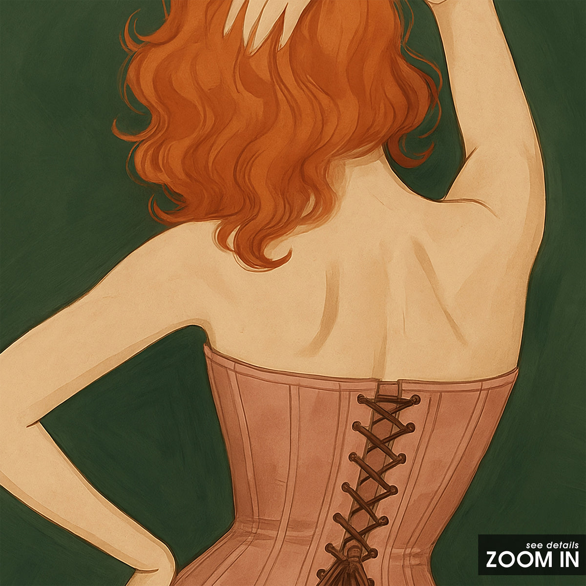 Laced Up - Redhead Corset Print - artwork detail