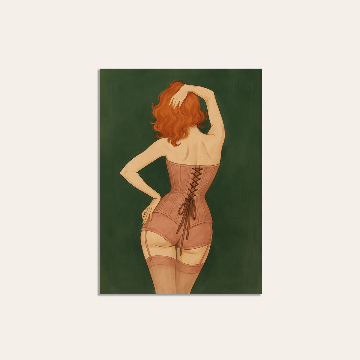 Laced Up - Redhead Corset Print - unframed print