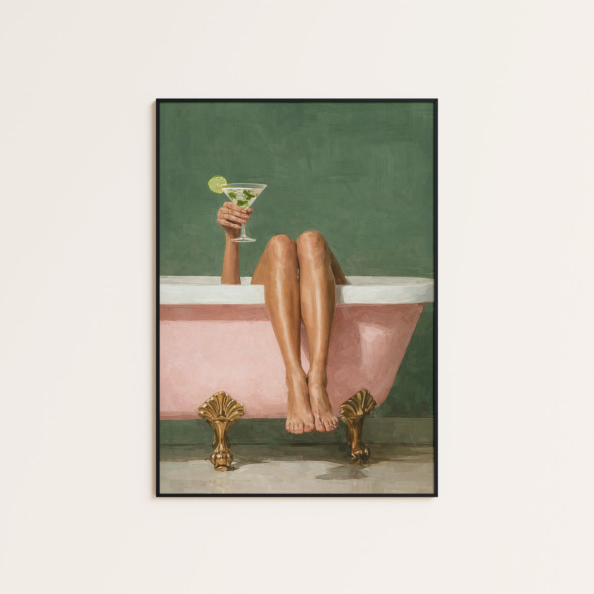 Bath Time, Bar Time - Martini Print - framed artwork overview