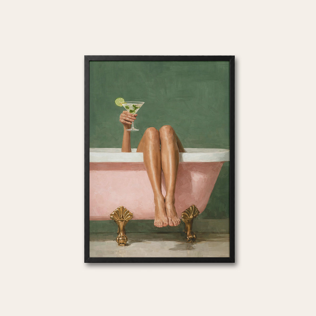 Bath Time, Bar Time - Martini Print - black frame