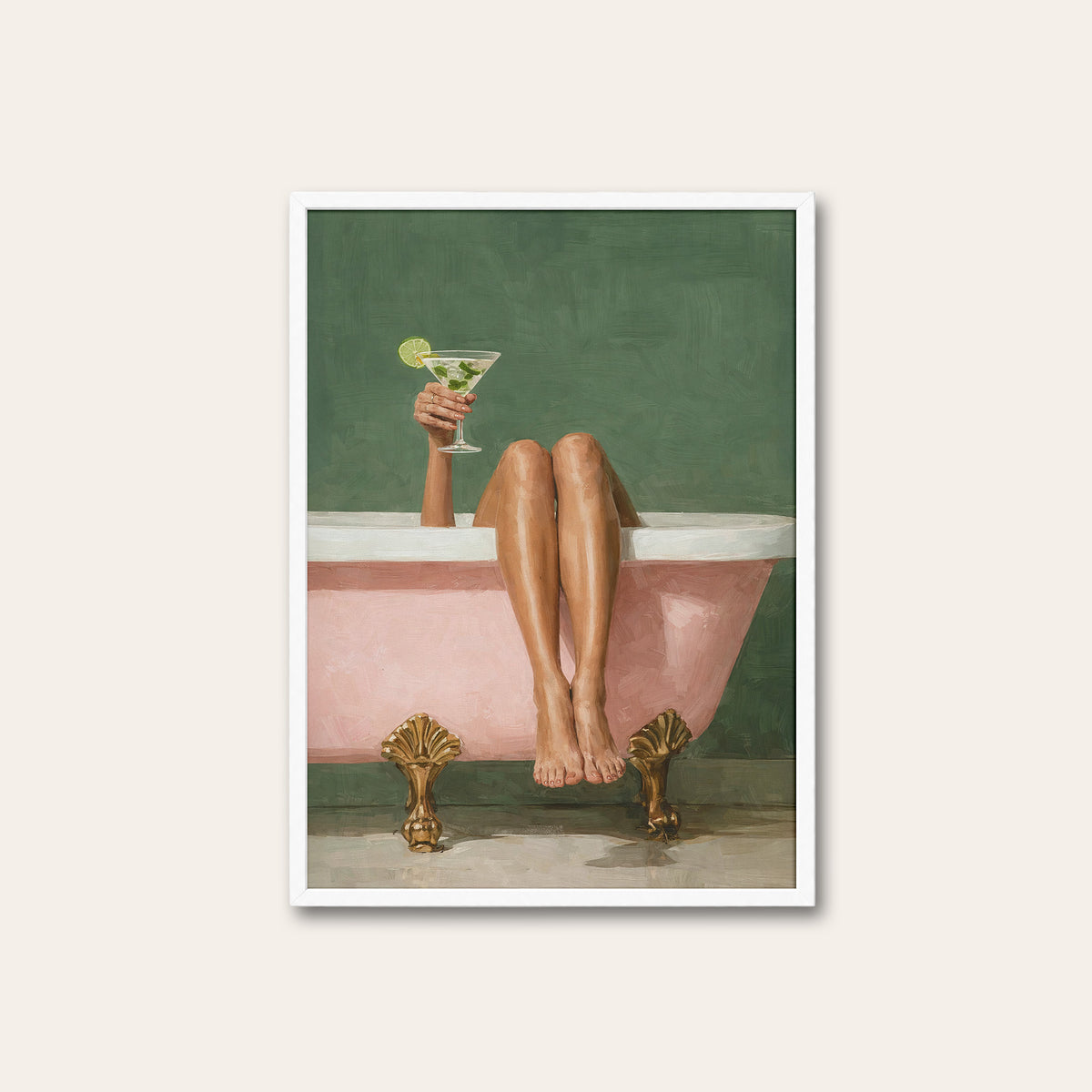 Bath Time, Bar Time - Martini Print - white frame
