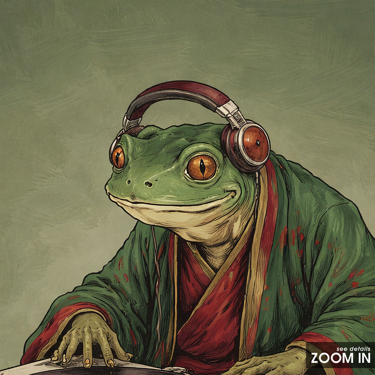 Pond Sessions - Frog DJ Print - artwork detail