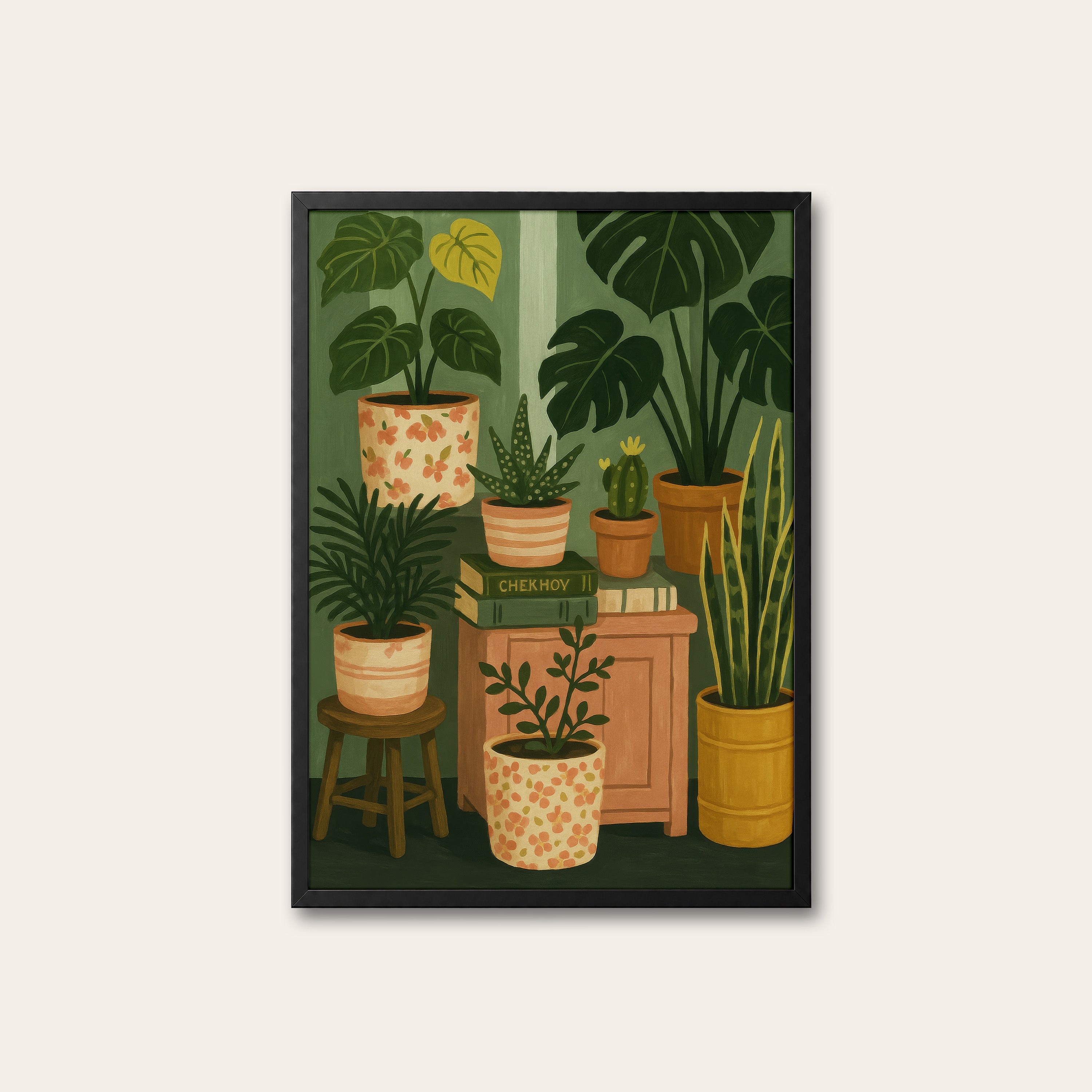 Plant Corner — Potted Jungle Print – black frame