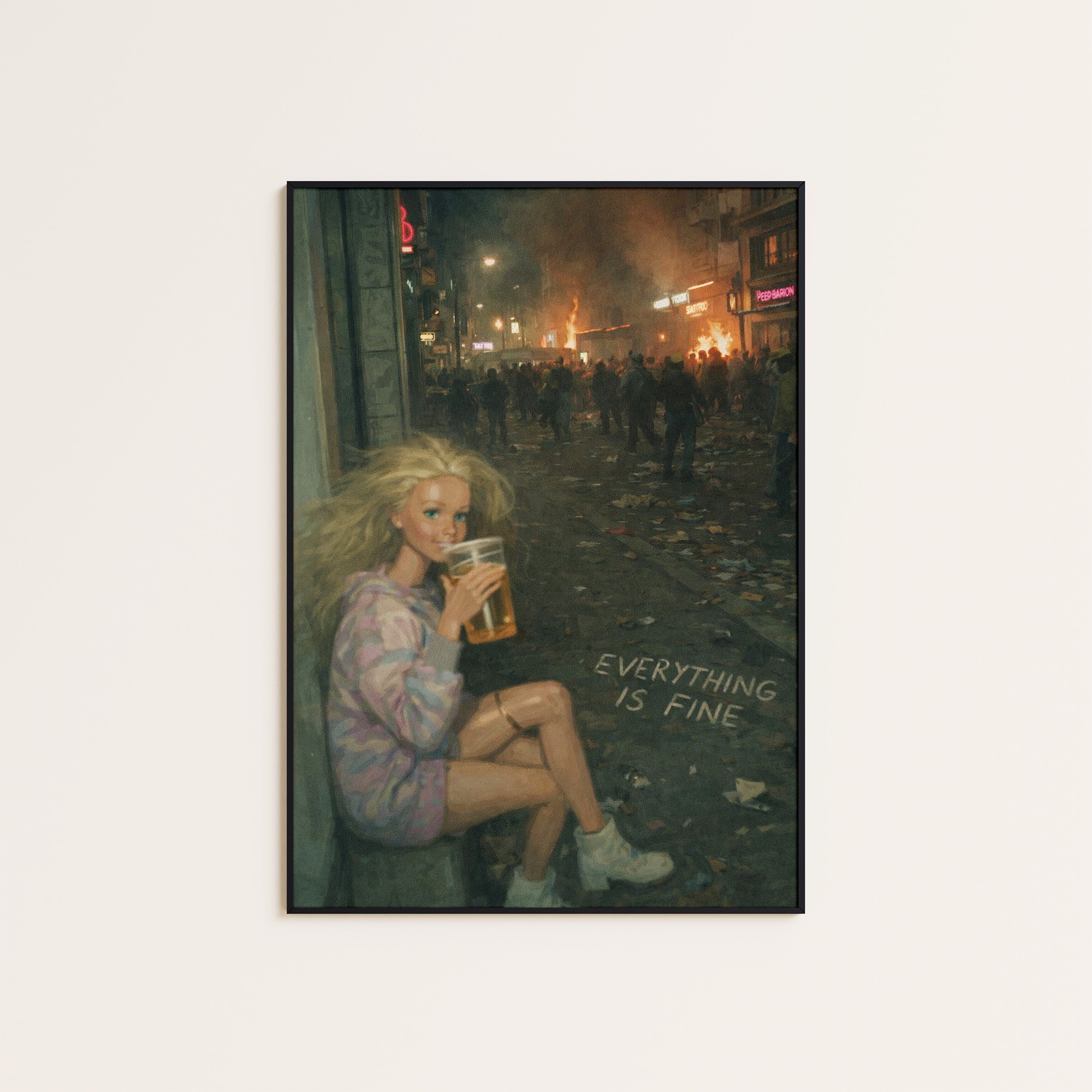 Everything Is Fine — Night Scene Print – unframed poster