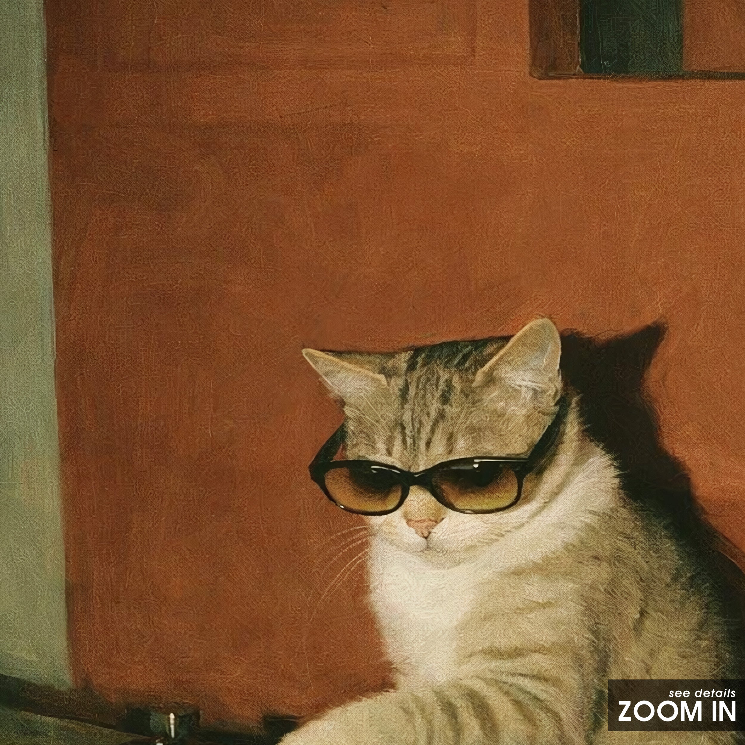 DJ Whiskers — Turntable Cat Print – in room setting