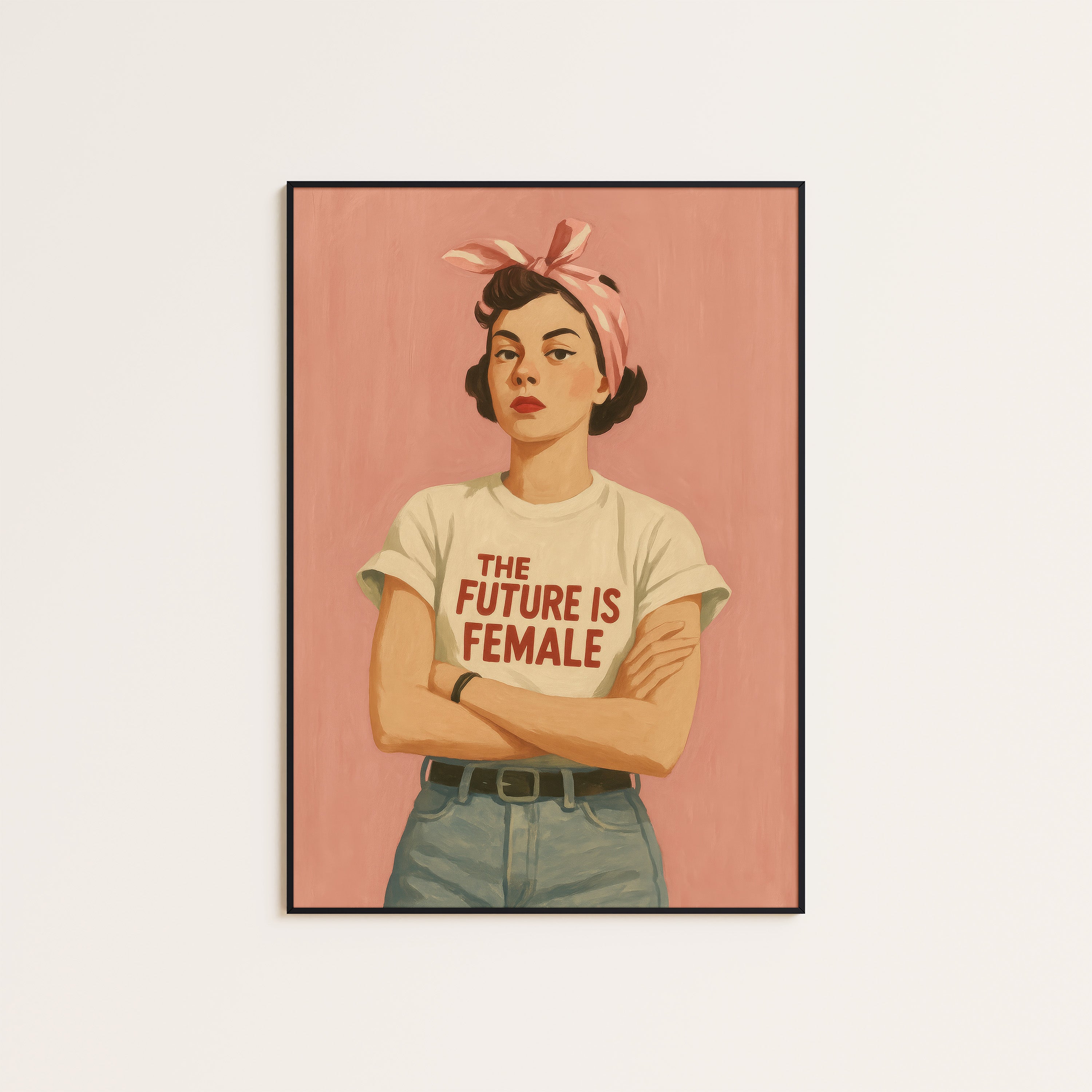 The Future Is Female — Retro Portrait Print – unframed poster