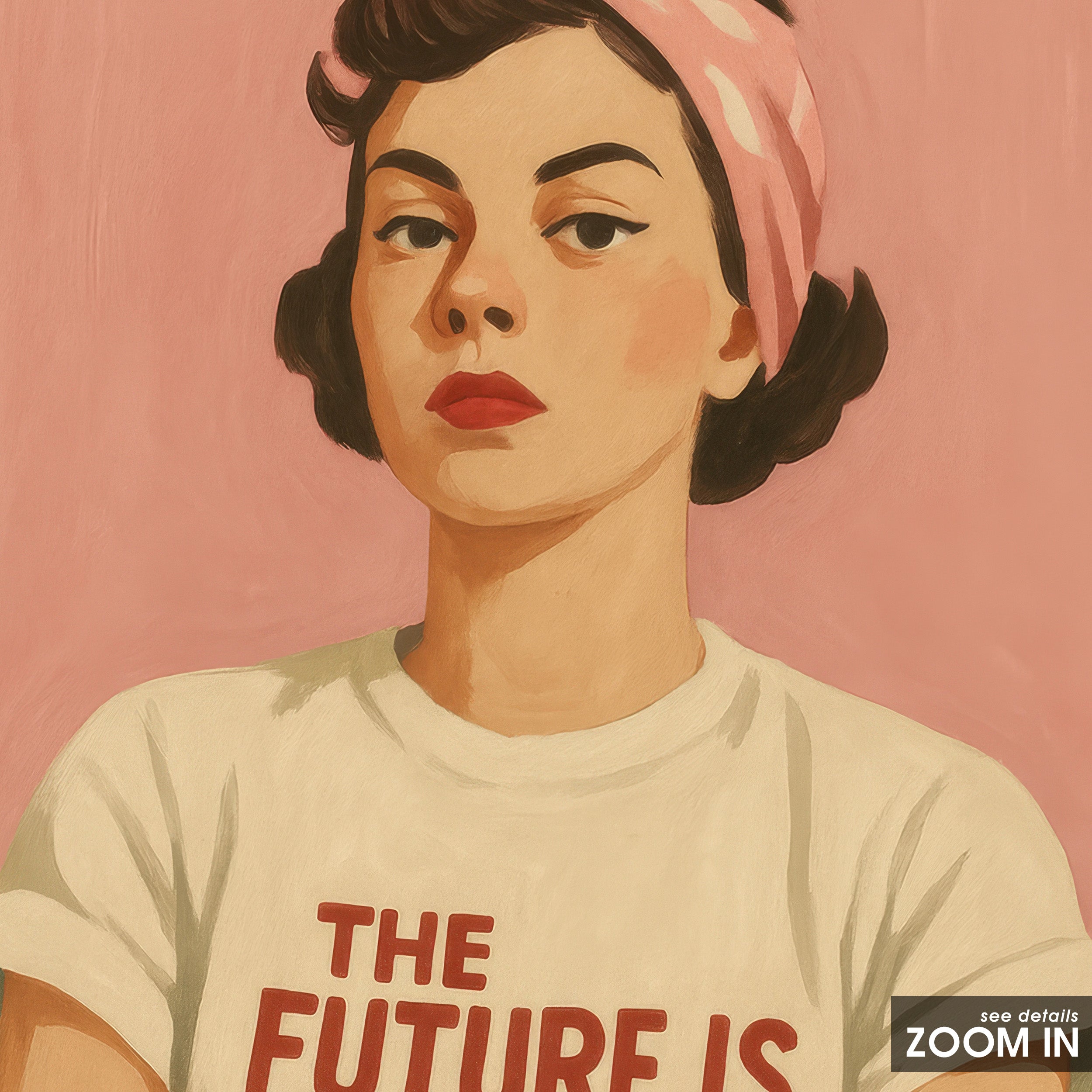 The Future Is Female — Retro Portrait Print – in room setting