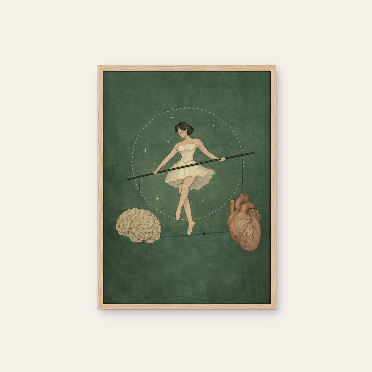 A Delicate Balance - Ballerina Print - natural wood frame