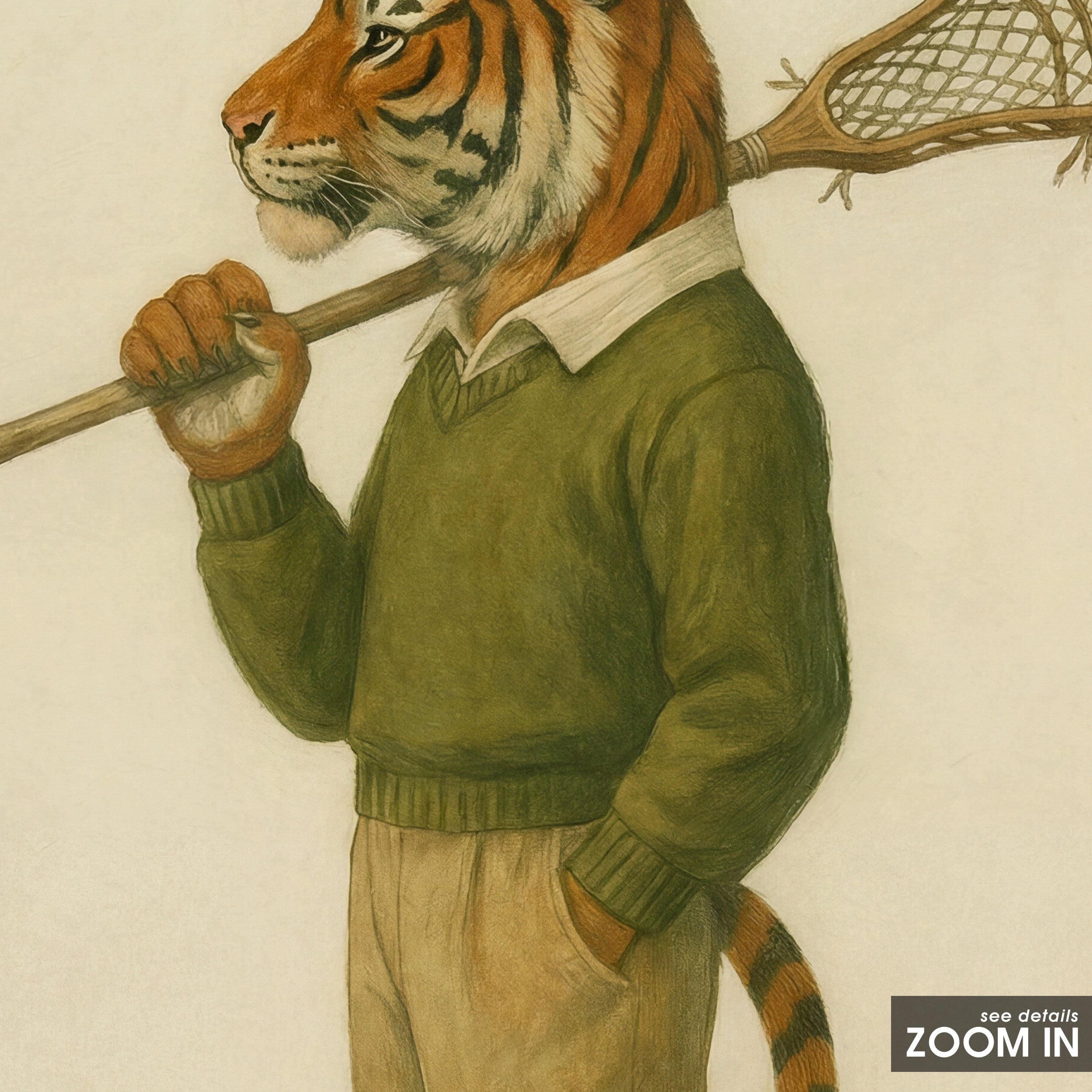 Varsity Stripes — Lacrosse Tiger Print – in room setting