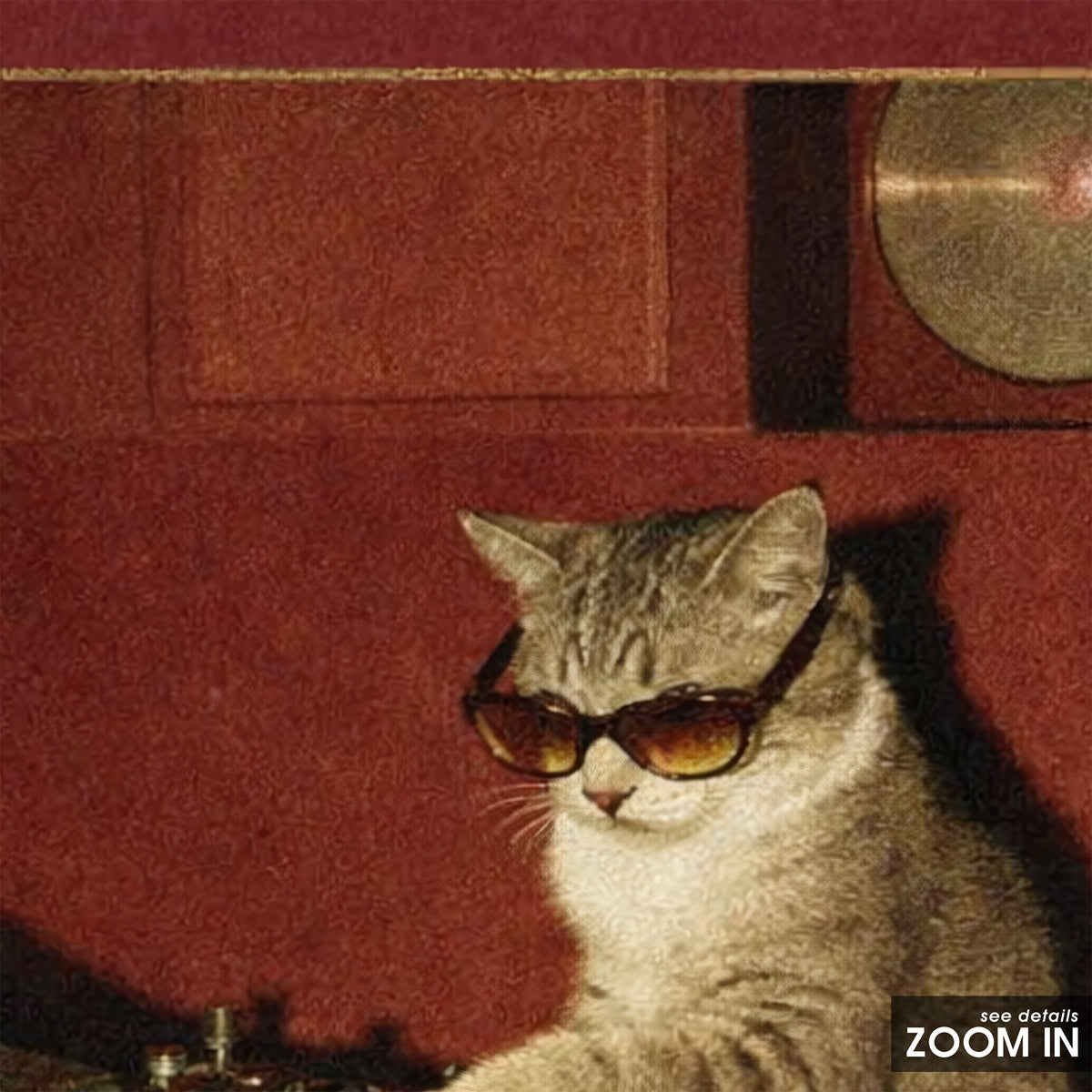 Feline Frequencies - Turntable Cat Print - artwork detail