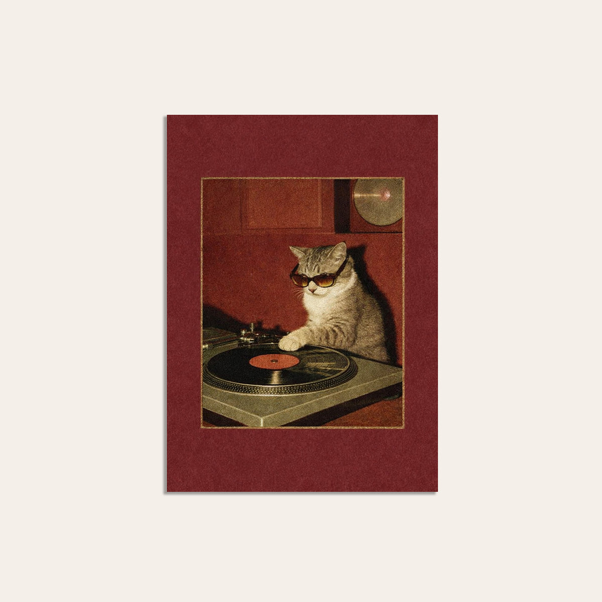 Feline Frequencies - Turntable Cat Print - unframed print