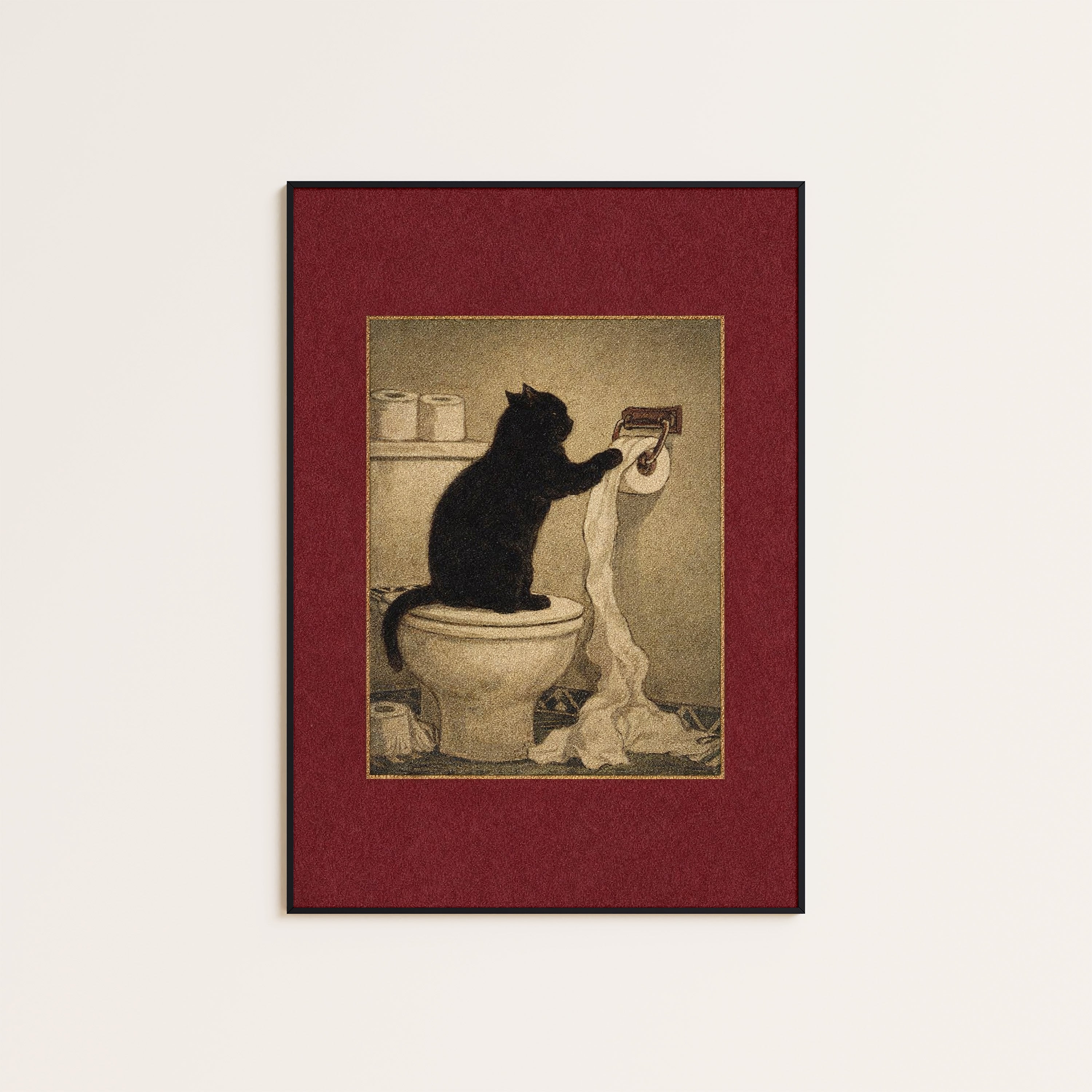 The Unroller — Cat Mischief Print – unframed poster