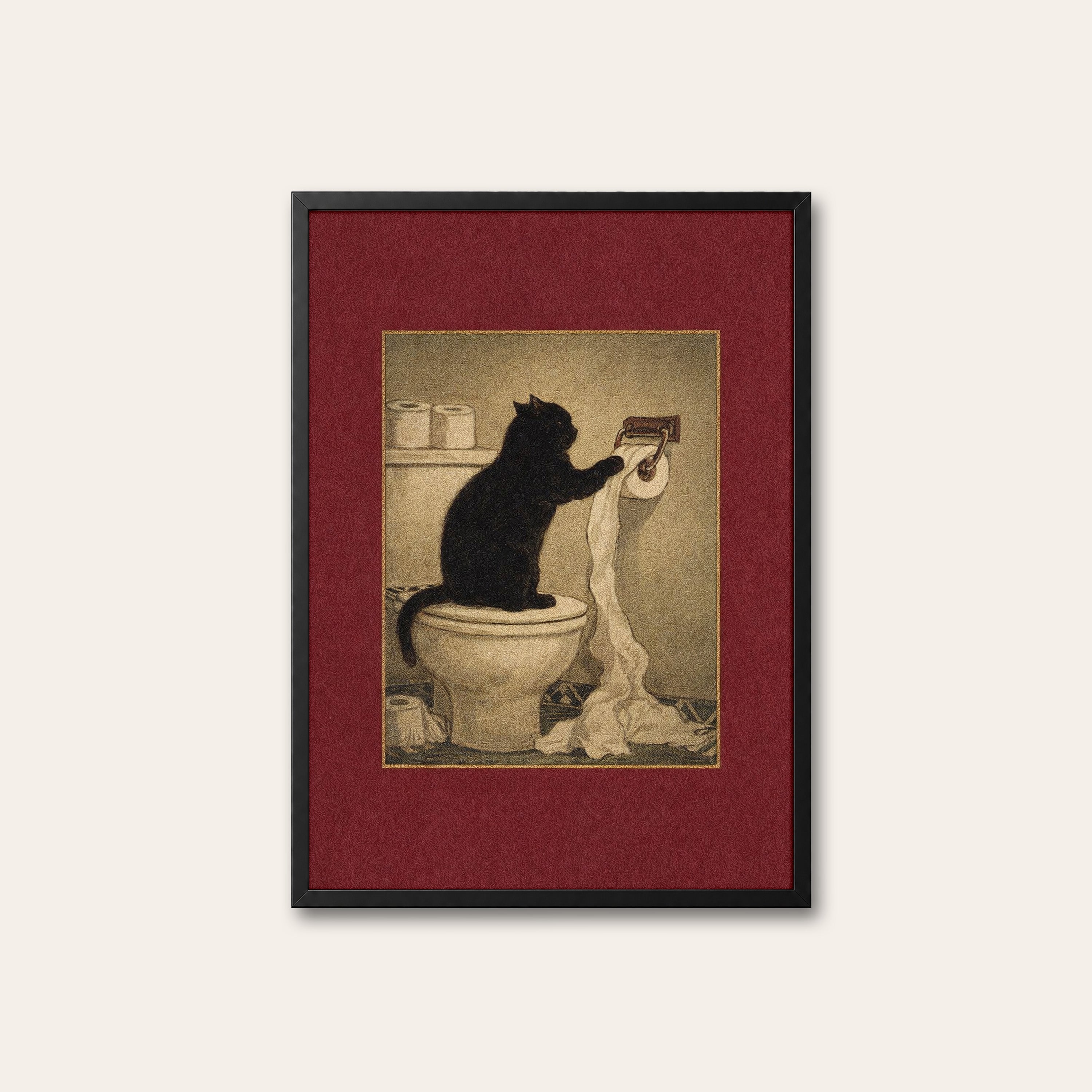 The Unroller — Cat Mischief Print – black frame