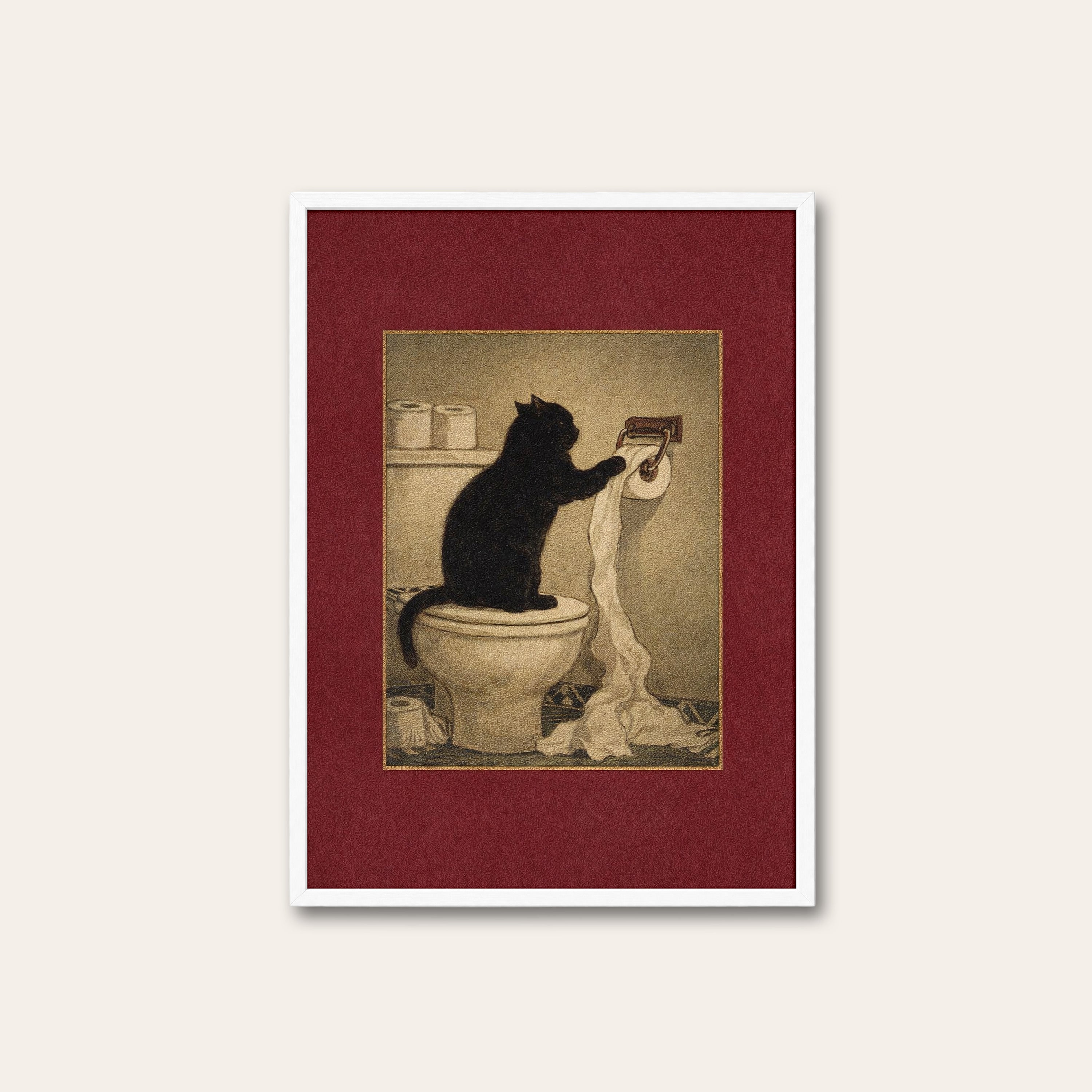 The Unroller — Cat Mischief Print – white frame