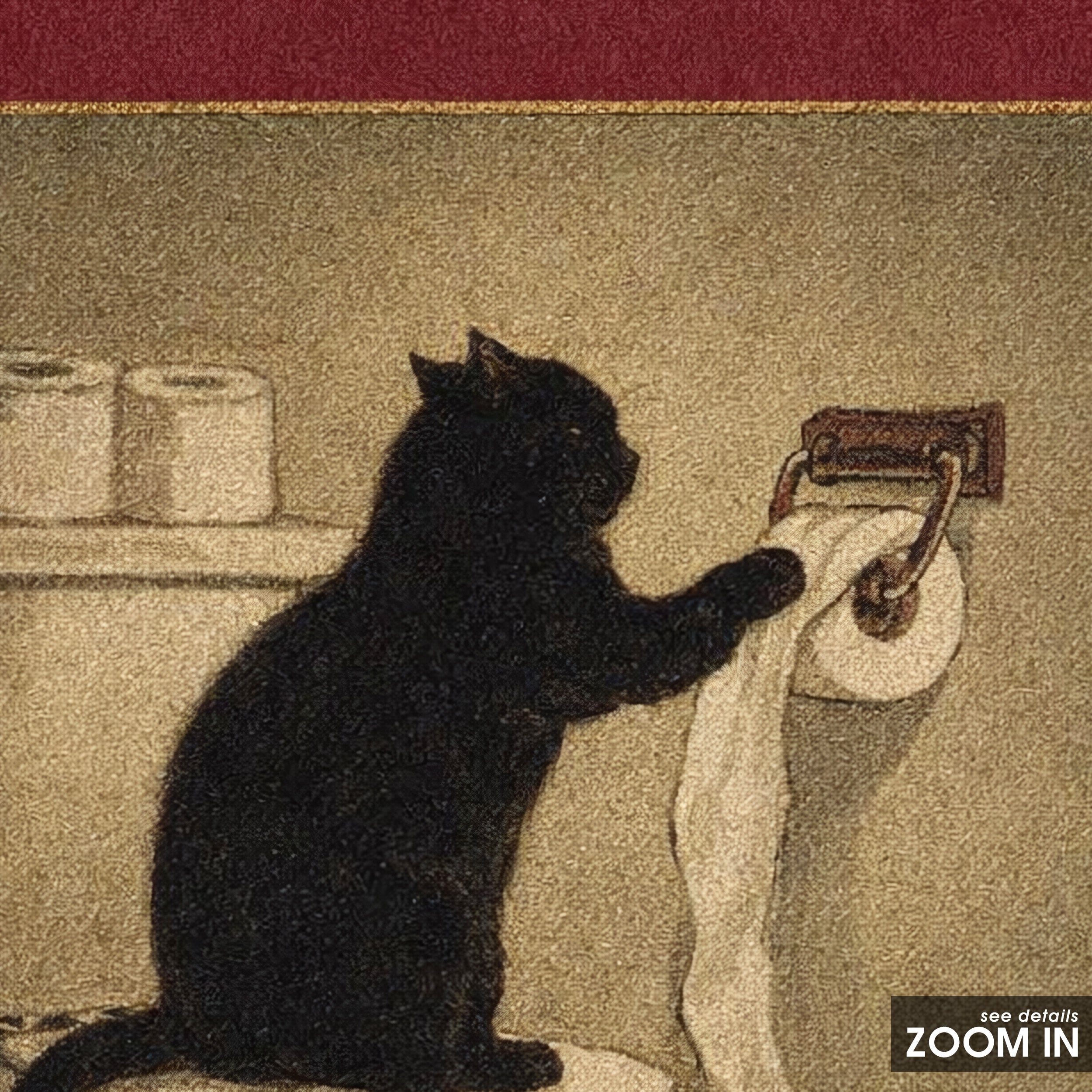 The Unroller — Cat Mischief Print – in room setting