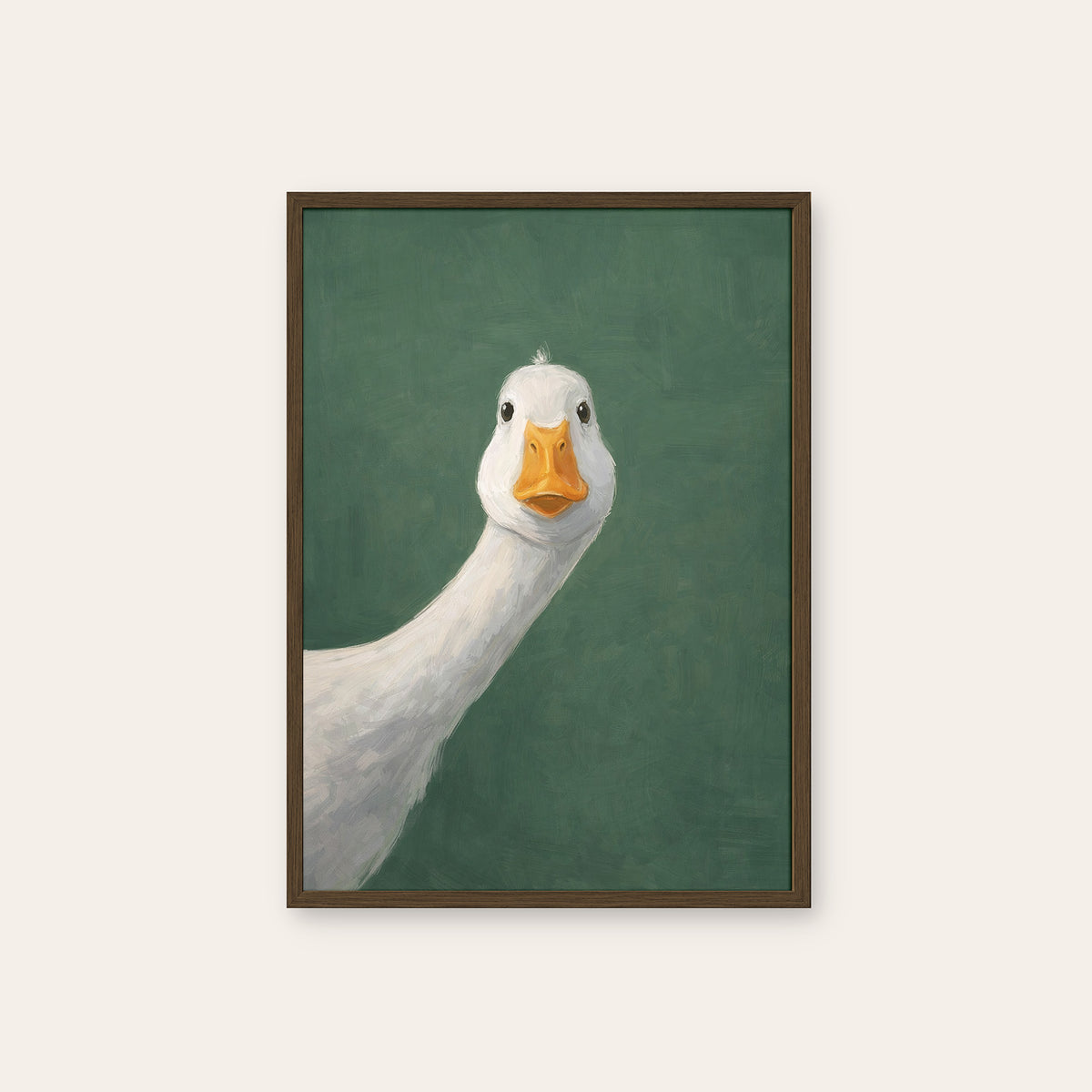 Just Checking - Curious Goose Print - dark wood frame