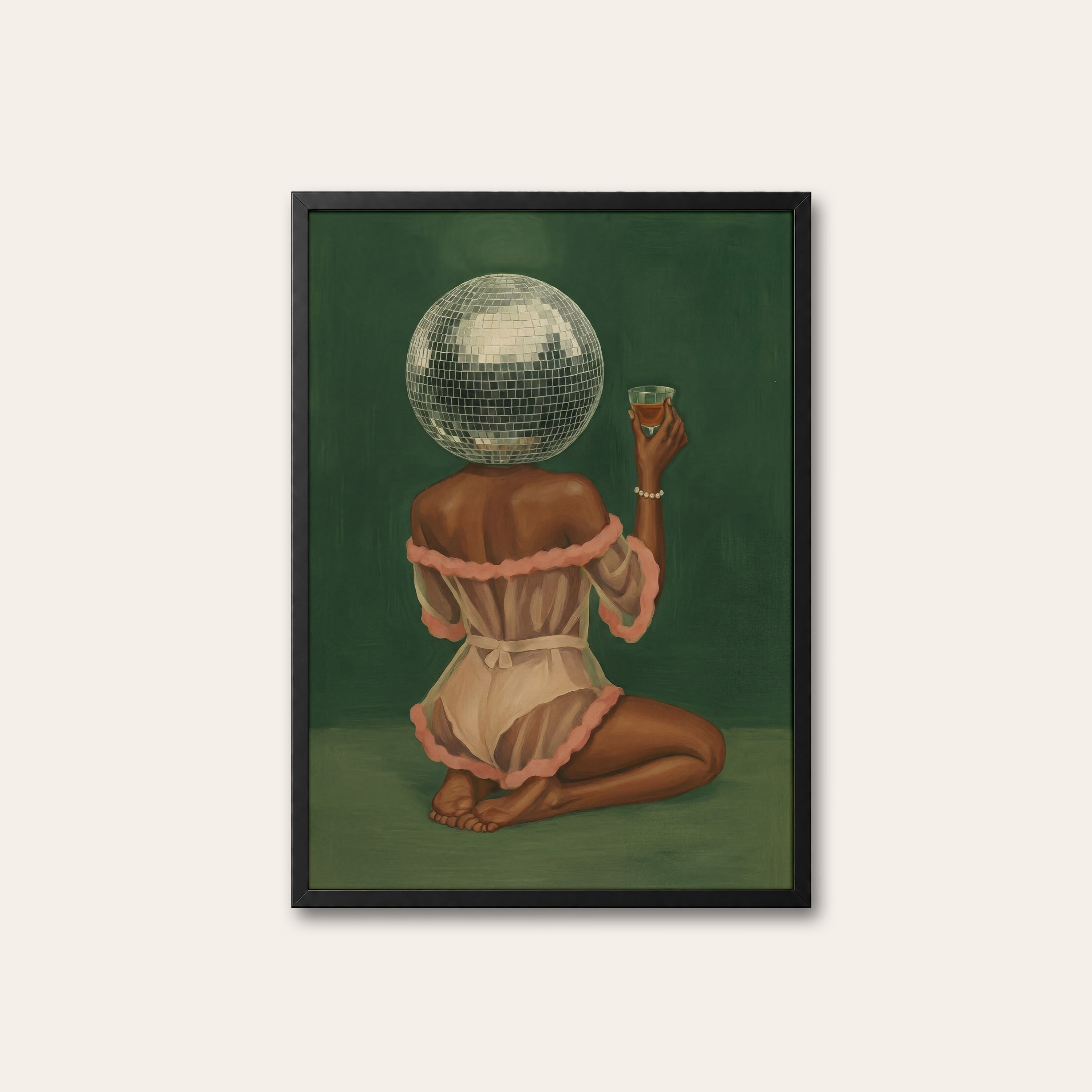 Disco Rosé — Pink Party Print – black frame