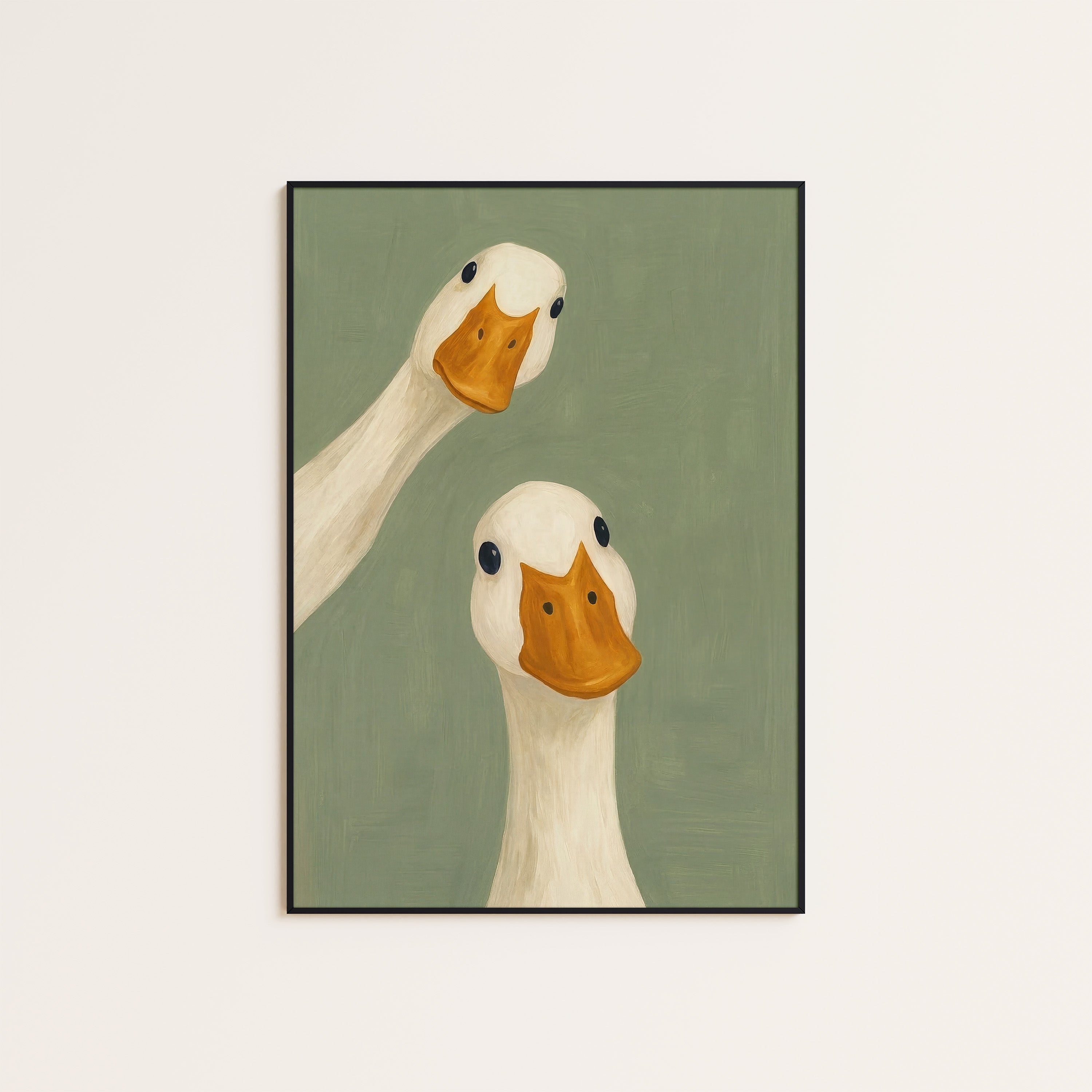 Double Take — Goose Pair Print – unframed poster