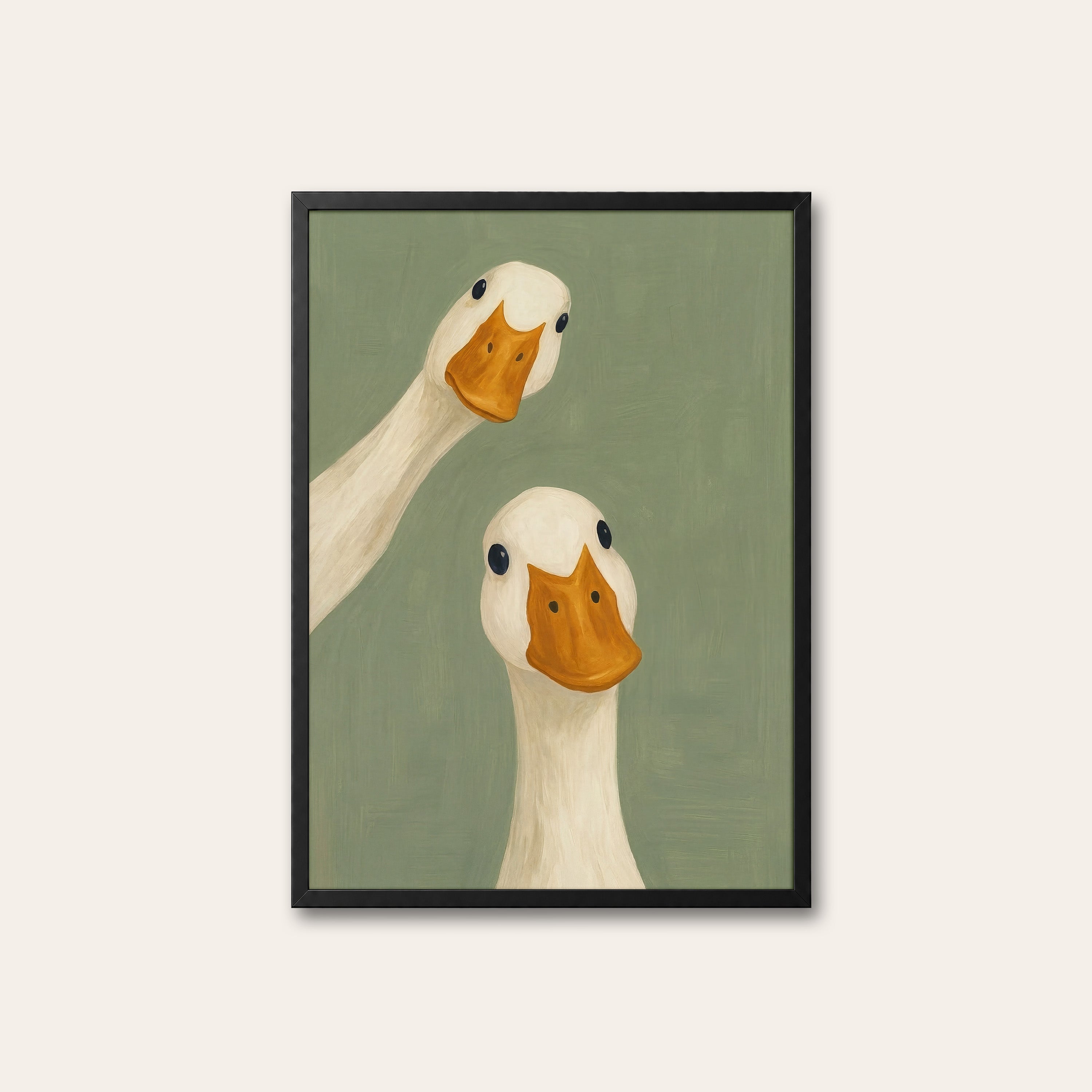 Double Take — Goose Pair Print – black frame